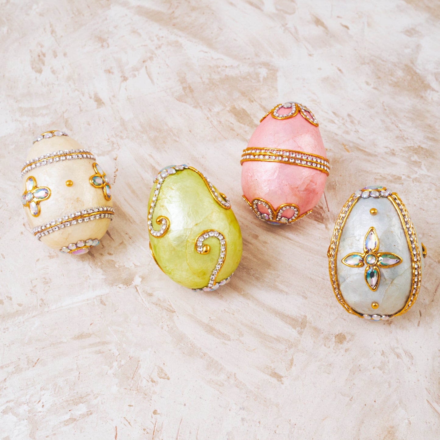 Capiz Jeweled Easter Egg Set (4 pcs) - HOLIDAY TREE