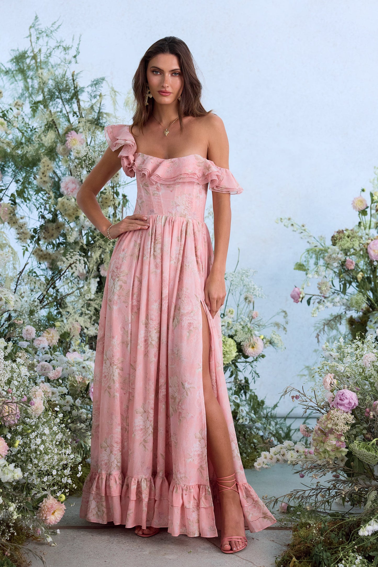 The Rosetta Dress in Light Pink Tapestry Rose