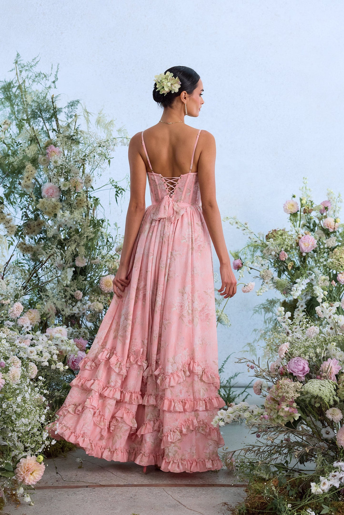 The Carmen Dress in Light Pink Tapestry Rose