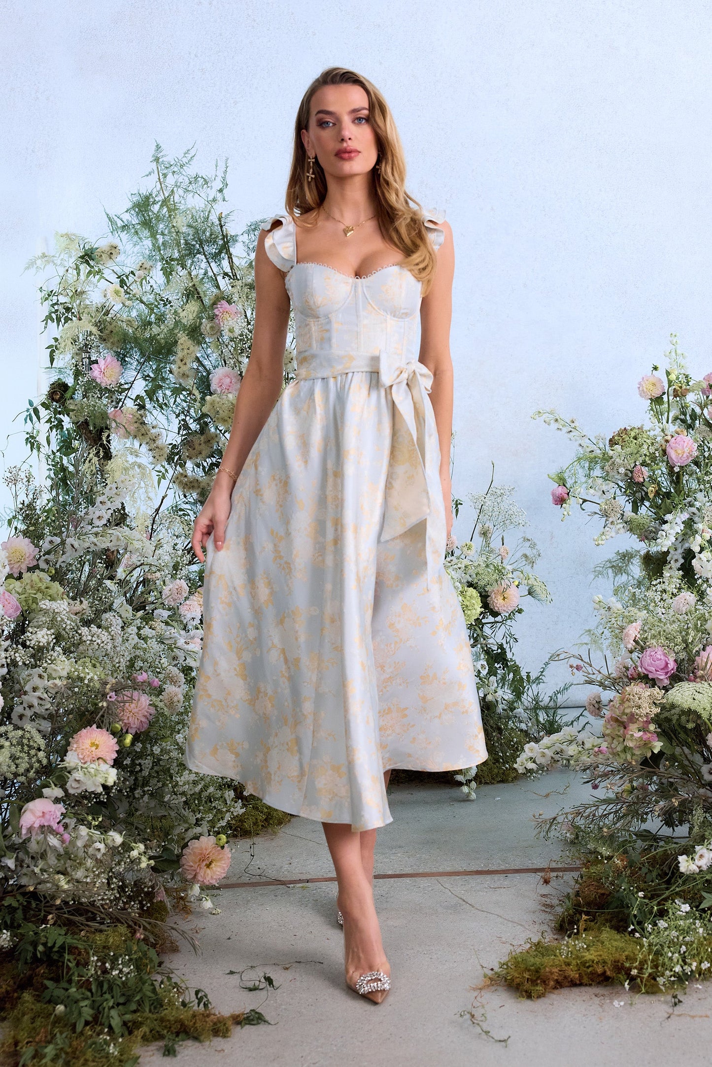 The Vera Dress in Sky Windsor Brocade