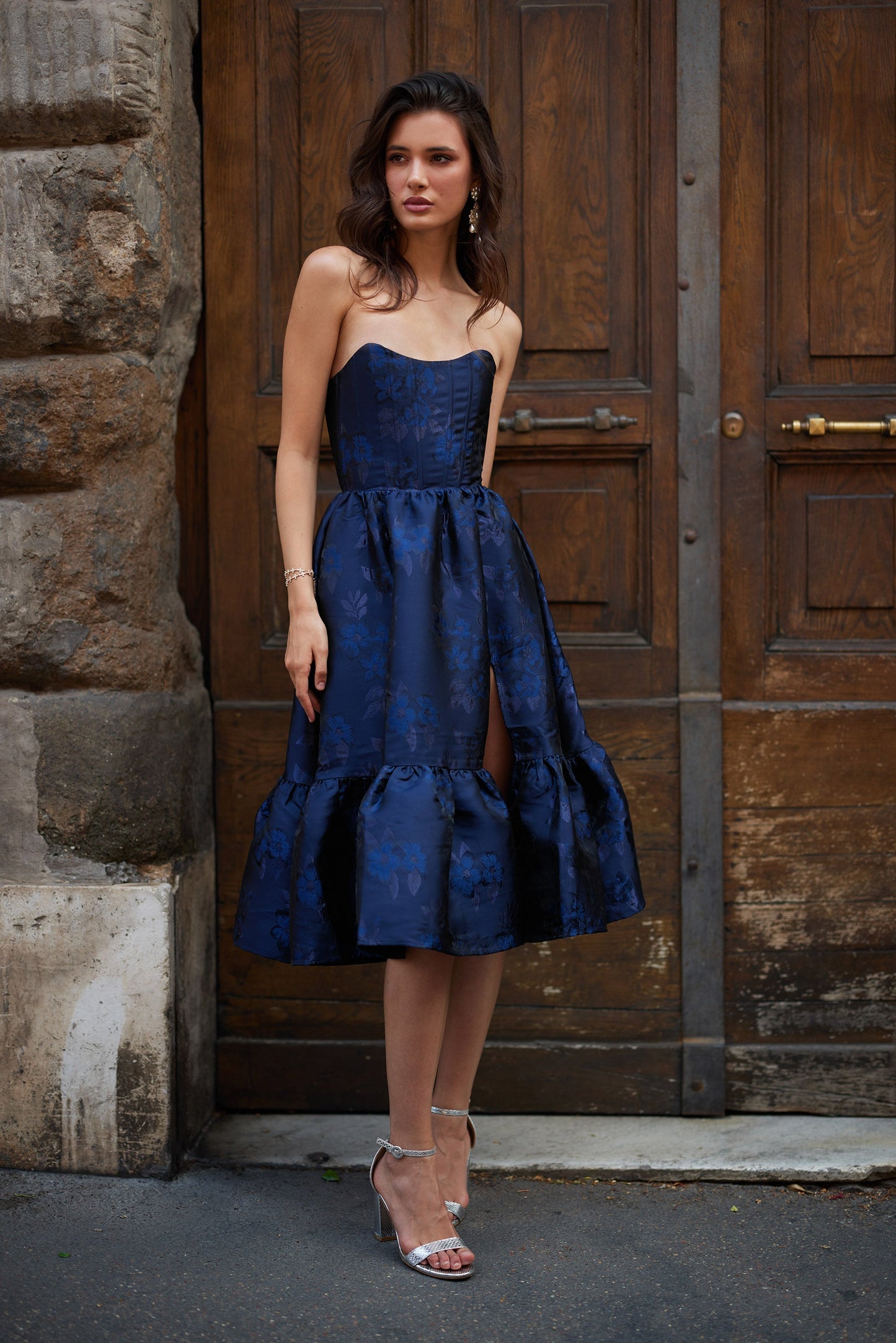 The Virginia Dress in Navy Baroque Floral