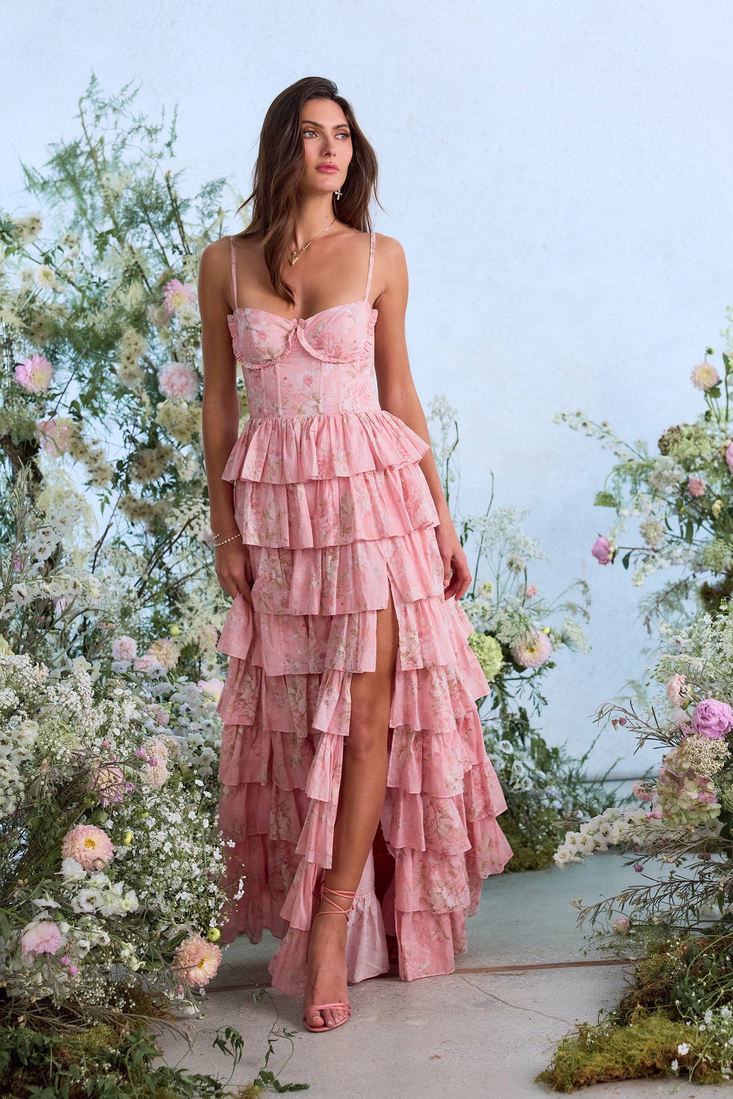 The Josephine Dress in Light Pink Tapestry Rose