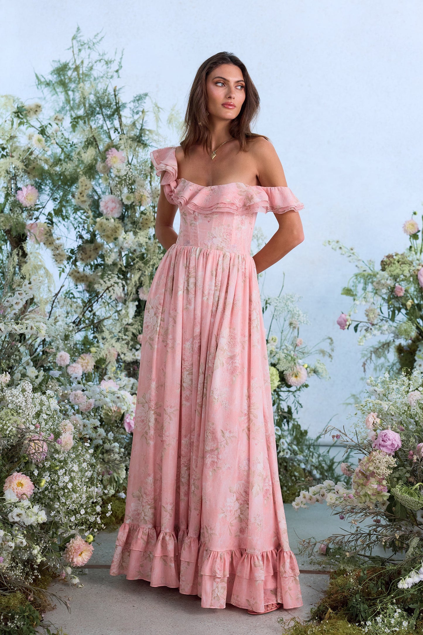 The Rosetta Dress in Light Pink Tapestry Rose