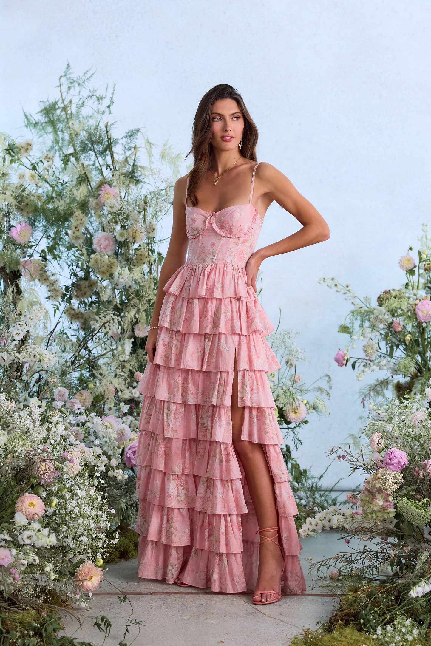 The Josephine Dress in Light Pink Tapestry Rose