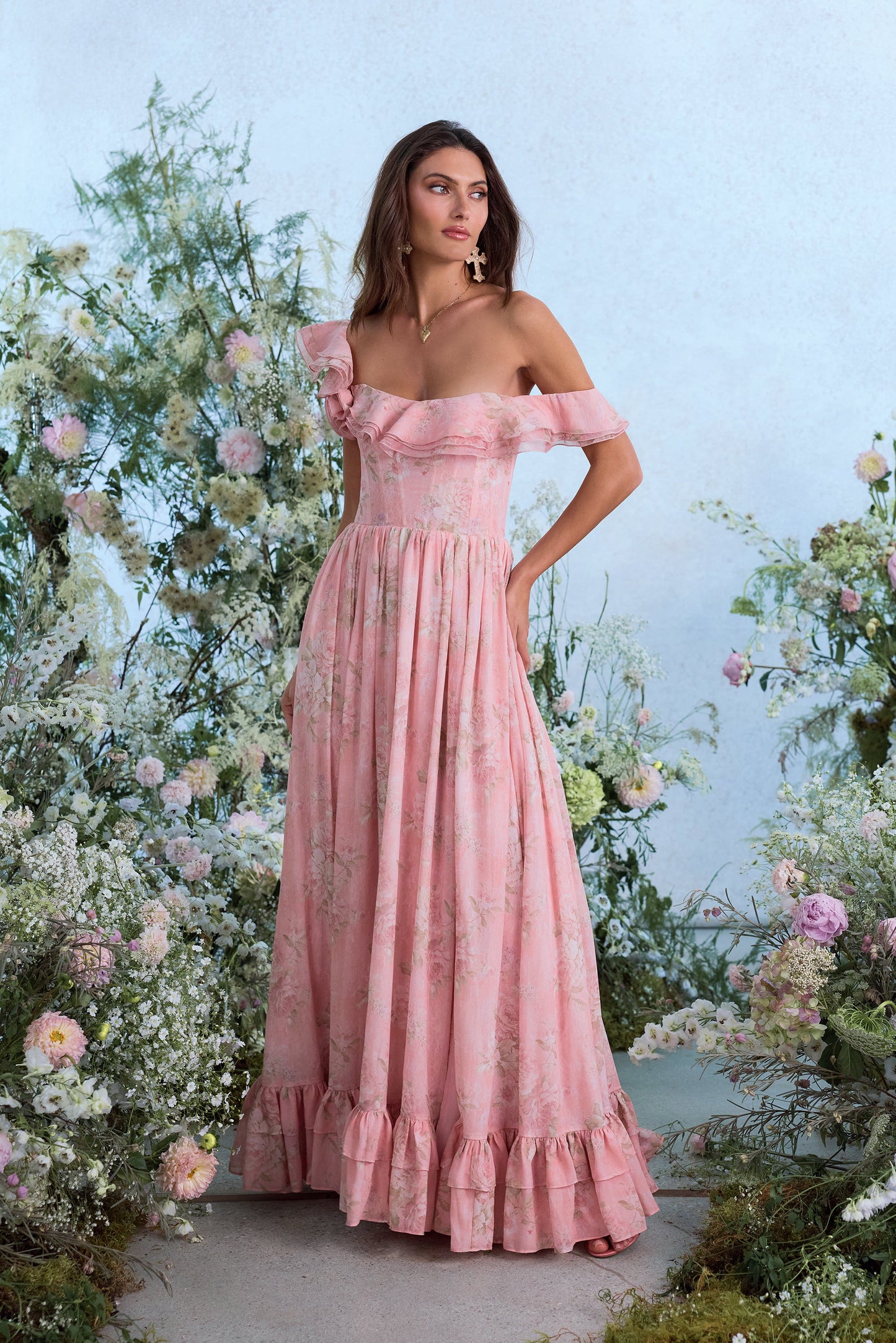 The Rosetta Dress in Light Pink Tapestry Rose