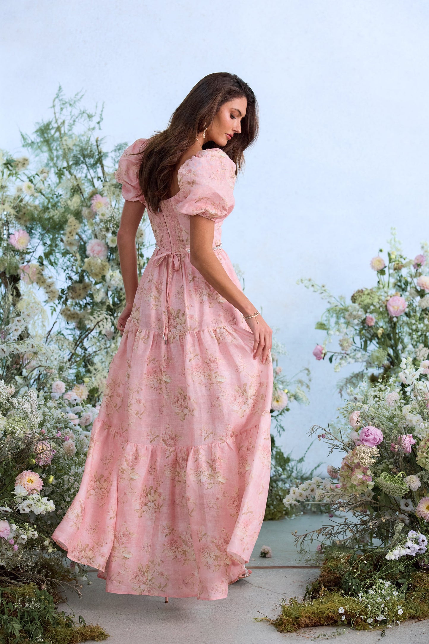 The Emma Dress in Light Pink Tapestry Rose