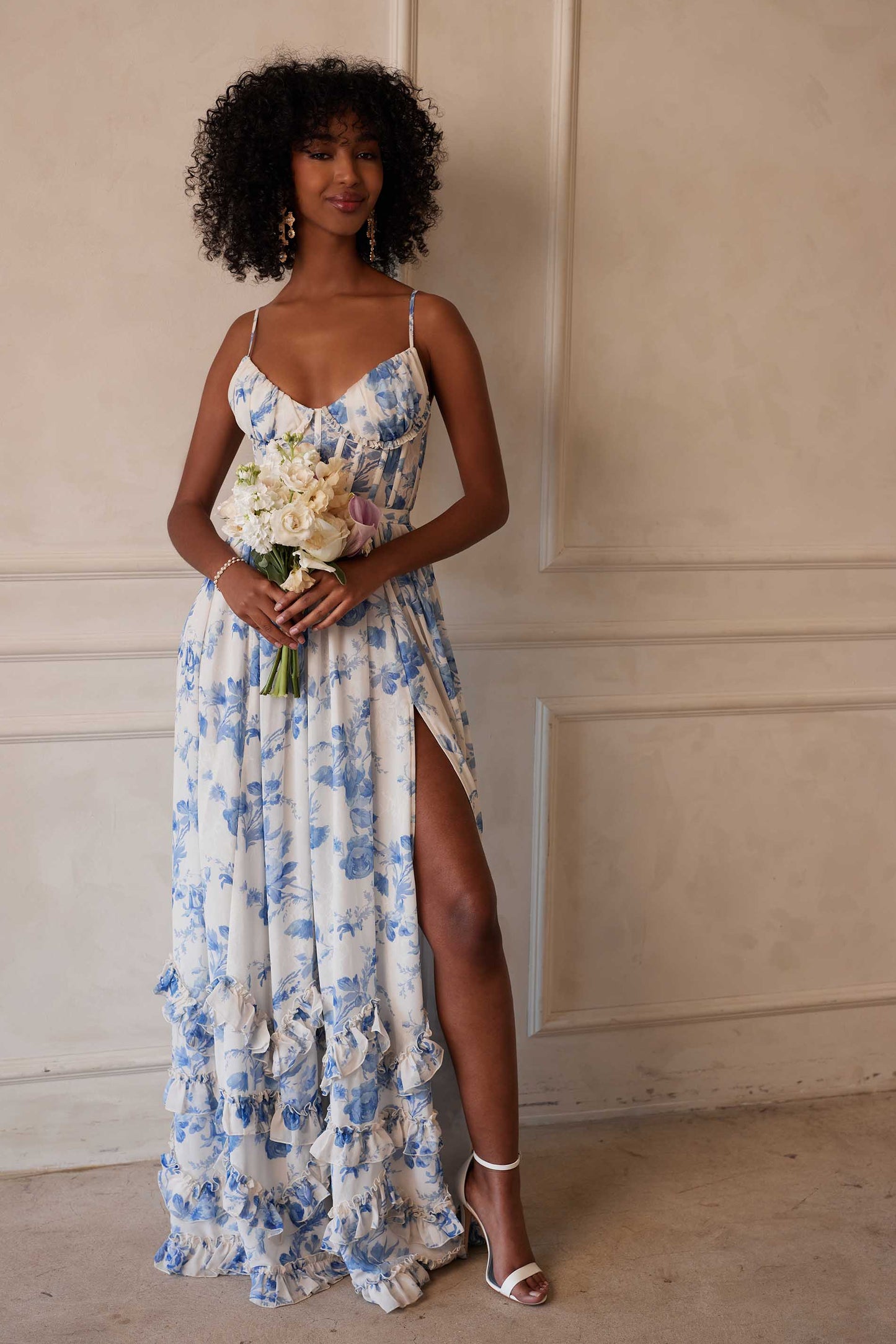 The Carmen Dress in Provencal Blue Floral