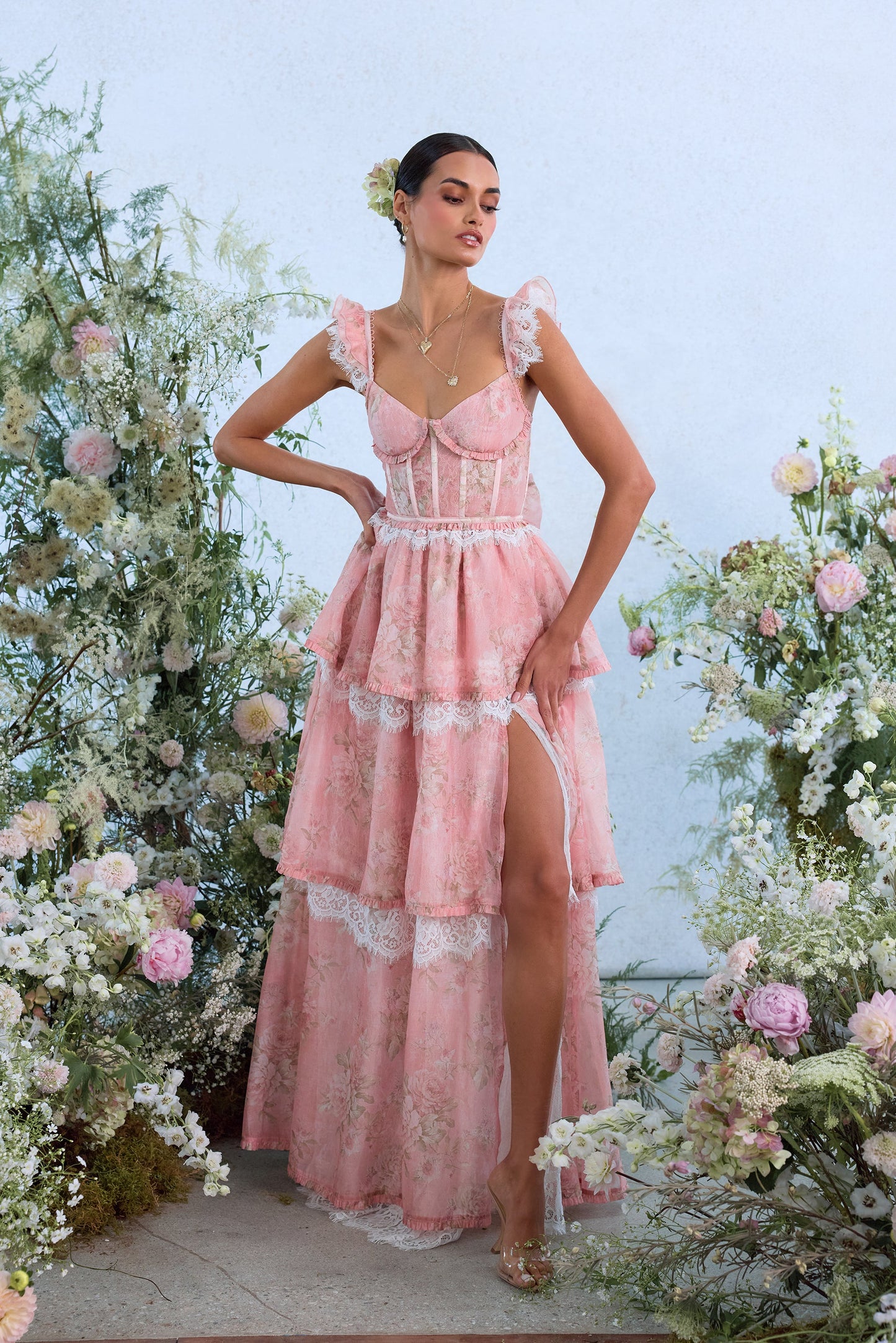 The Jolie Dress in Light Pink Tapestry Rose