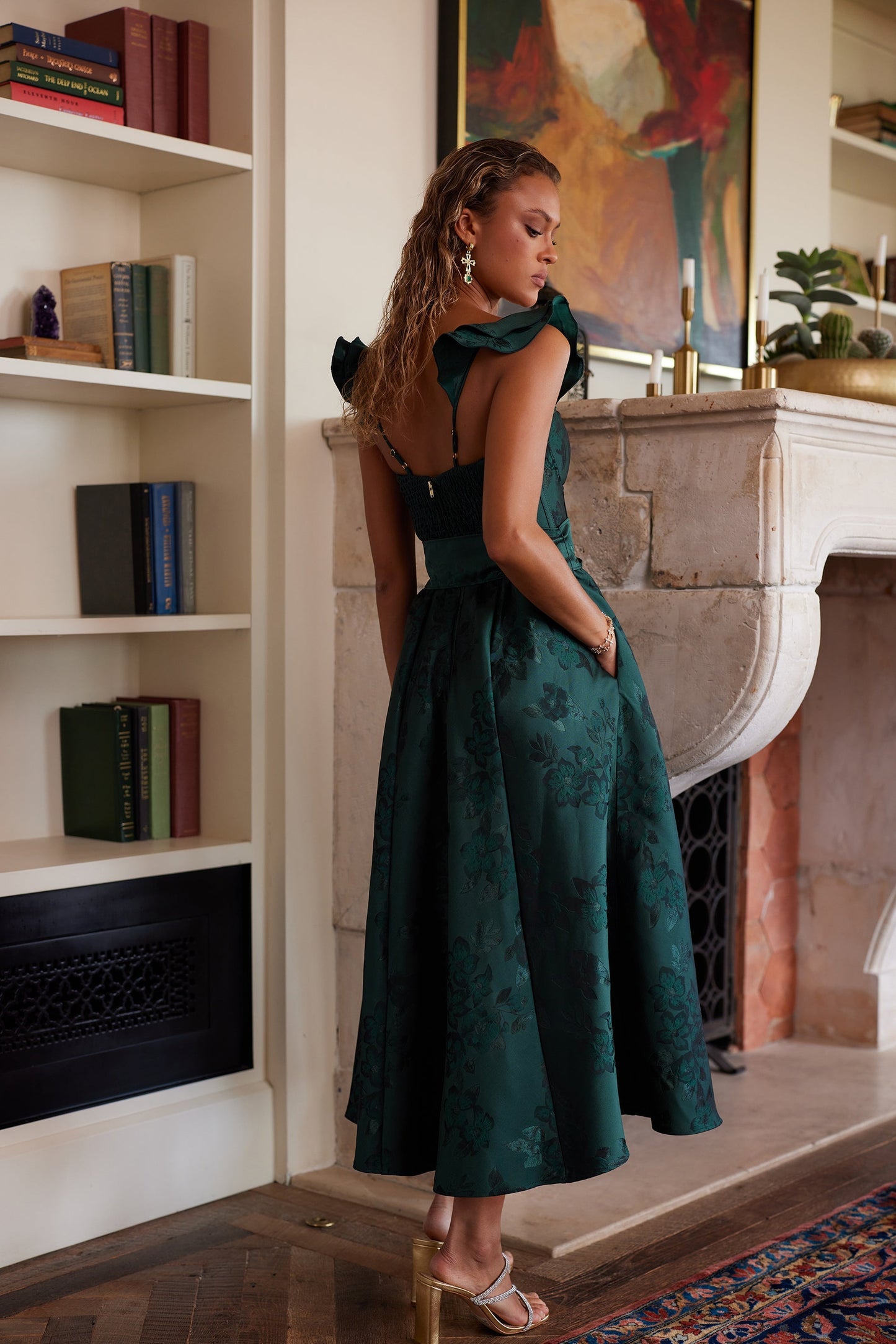 The Vera Dress in Emerald Baroque Floral