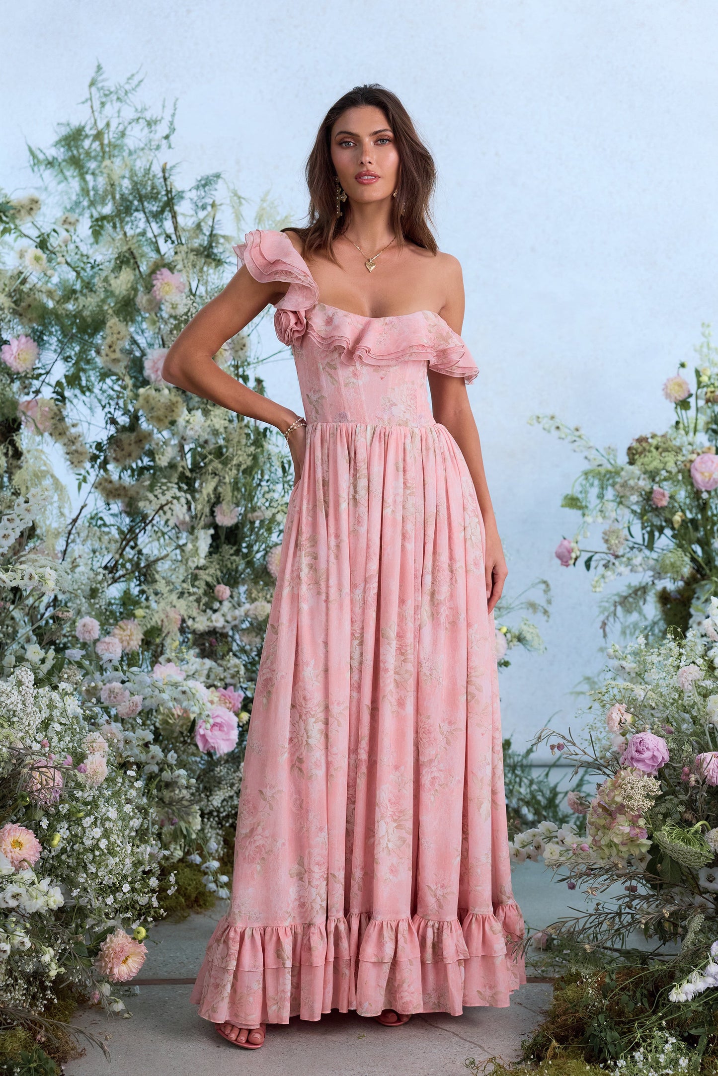 The Rosetta Dress in Light Pink Tapestry Rose