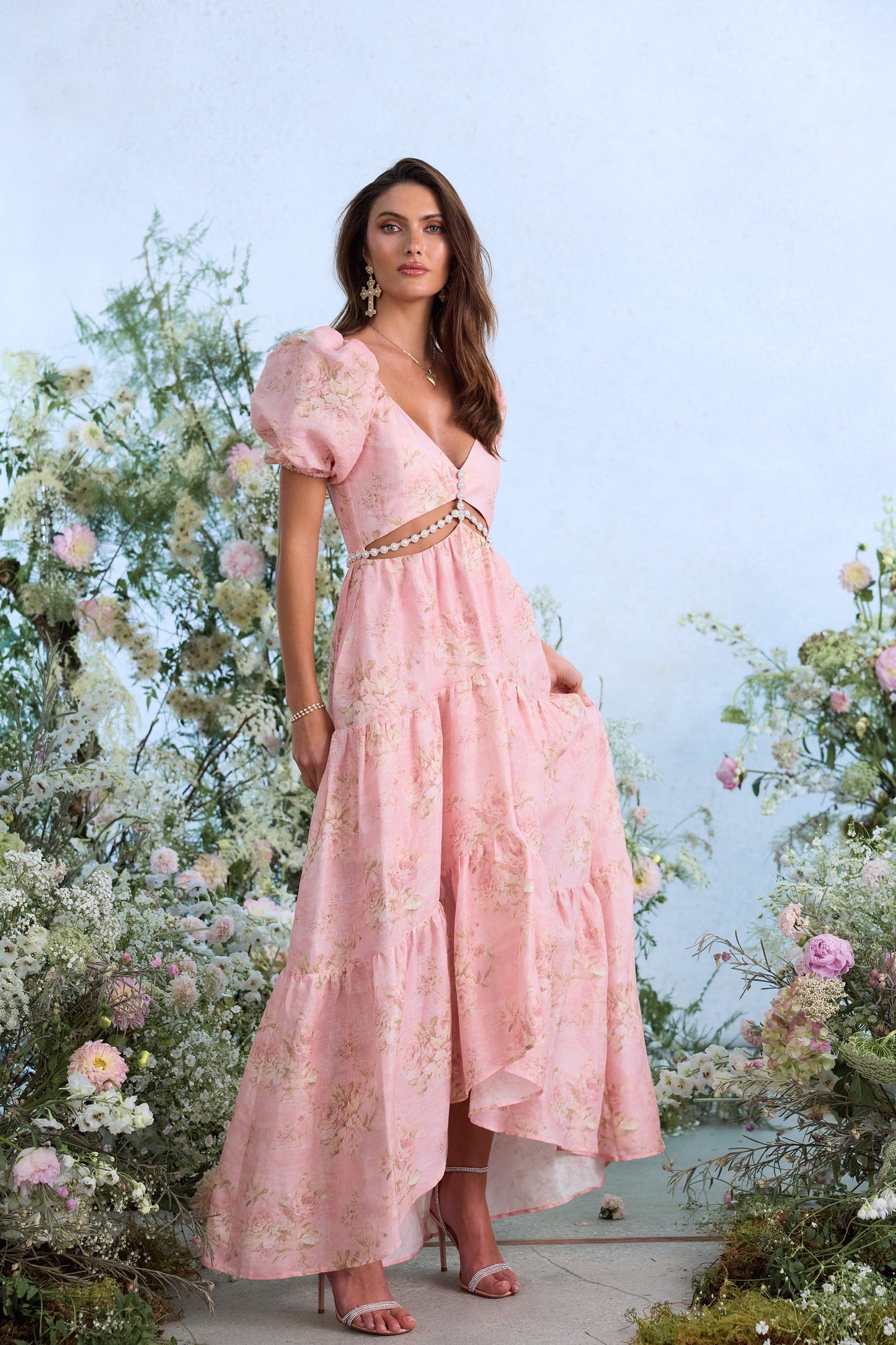 The Emma Dress in Light Pink Tapestry Rose