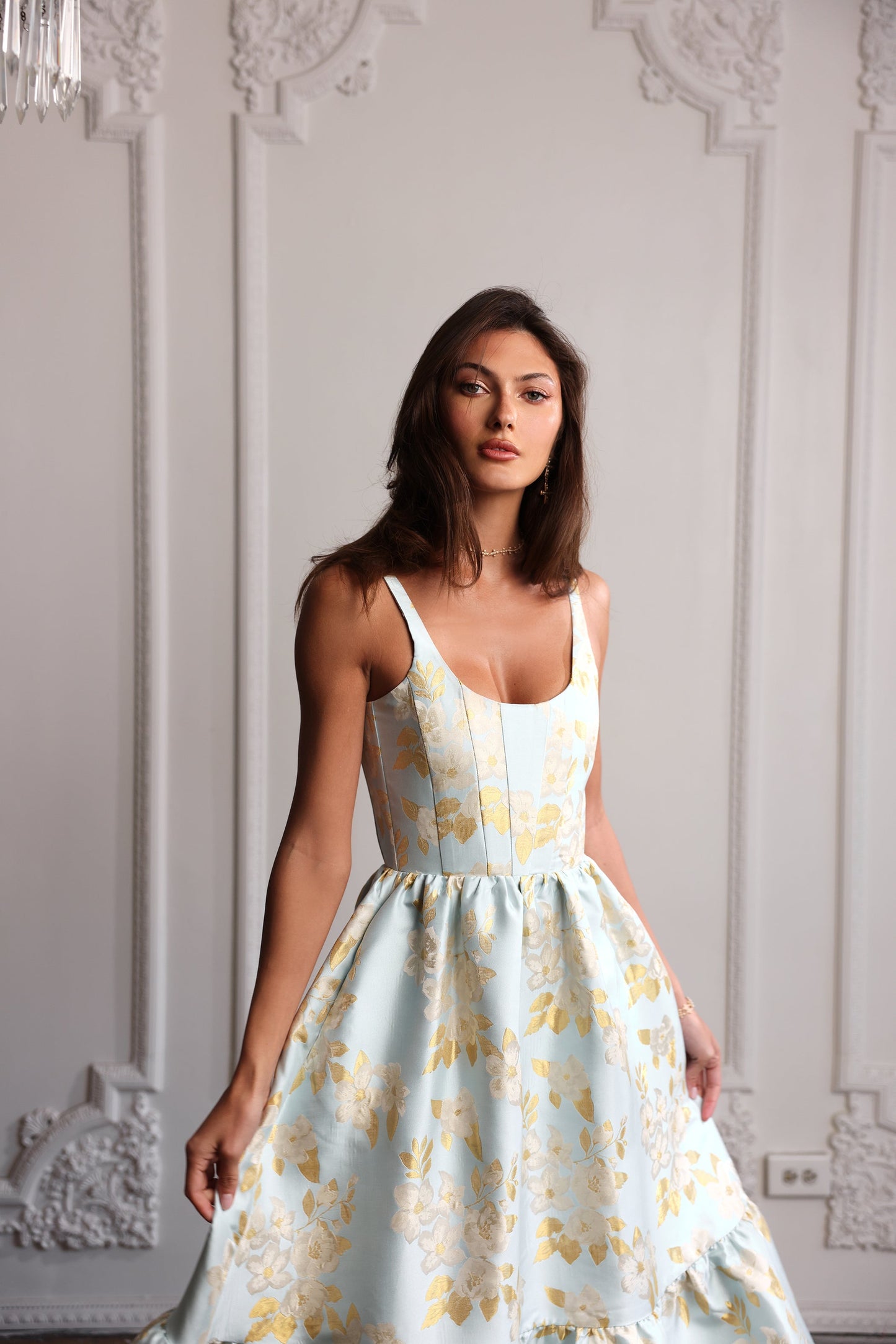 The Avery Dress in Ballad Blue Baroque Floral