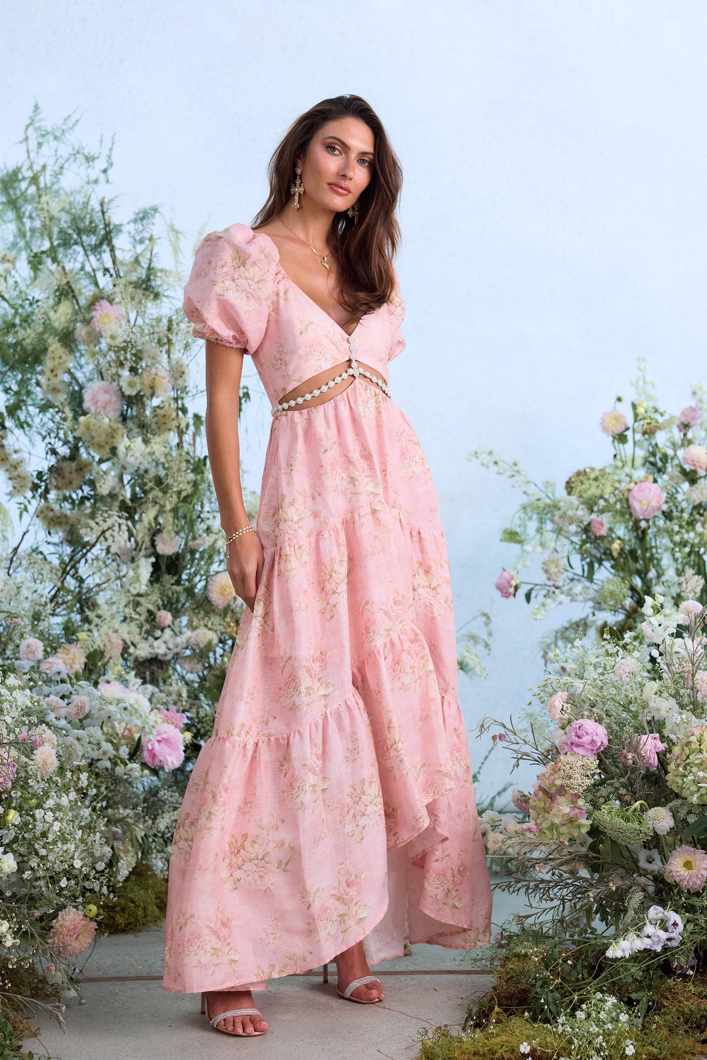 The Emma Dress in Light Pink Tapestry Rose