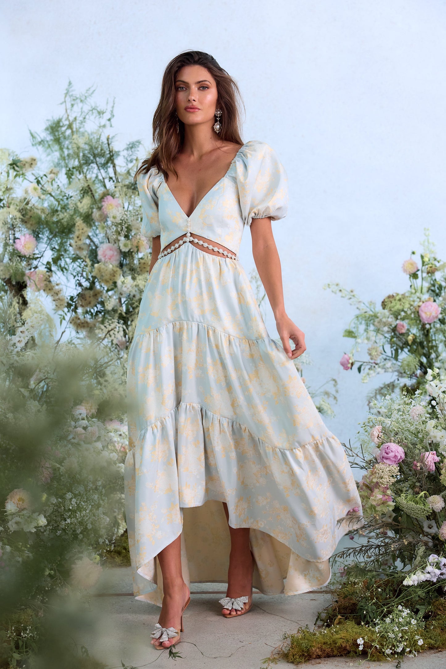 The Emma Dress in Sky Windsor Brocade