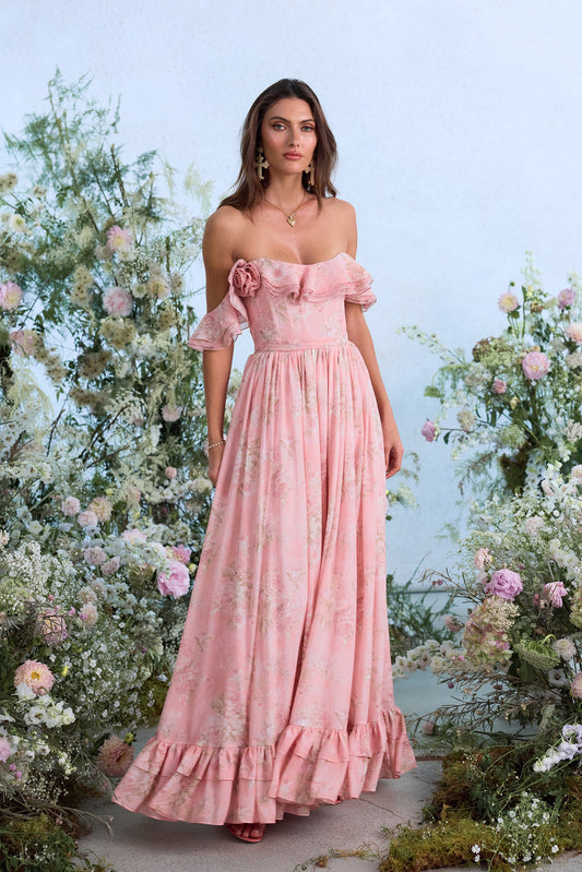 The Rosetta Dress in Light Pink Tapestry Rose