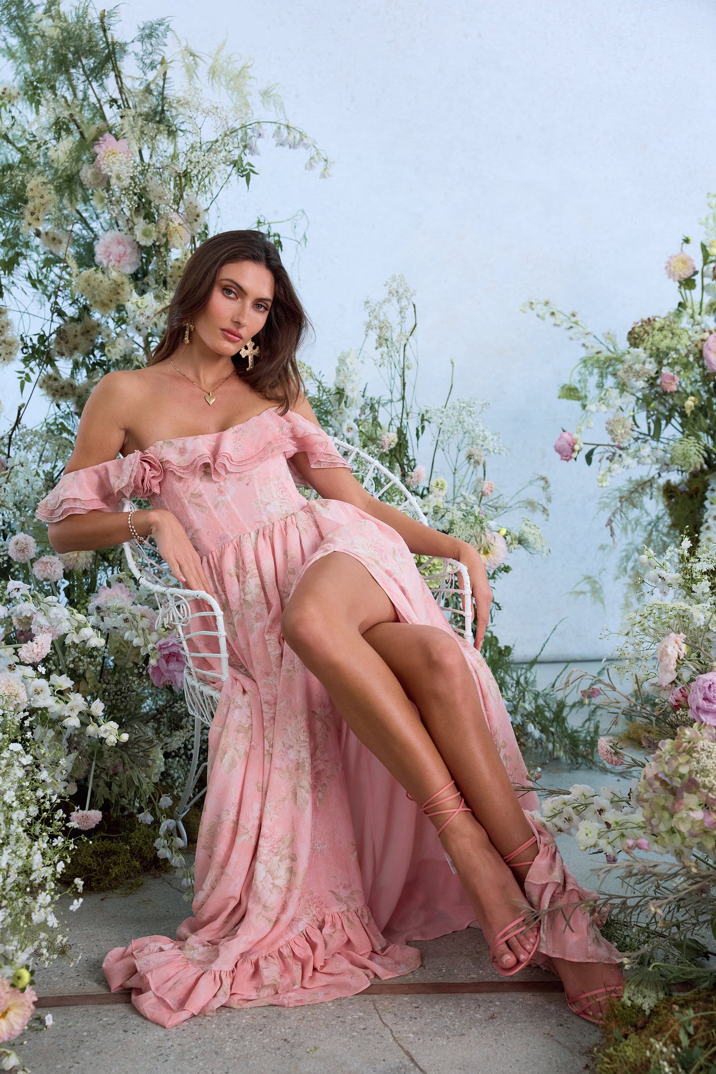 The Rosetta Dress in Light Pink Tapestry Rose