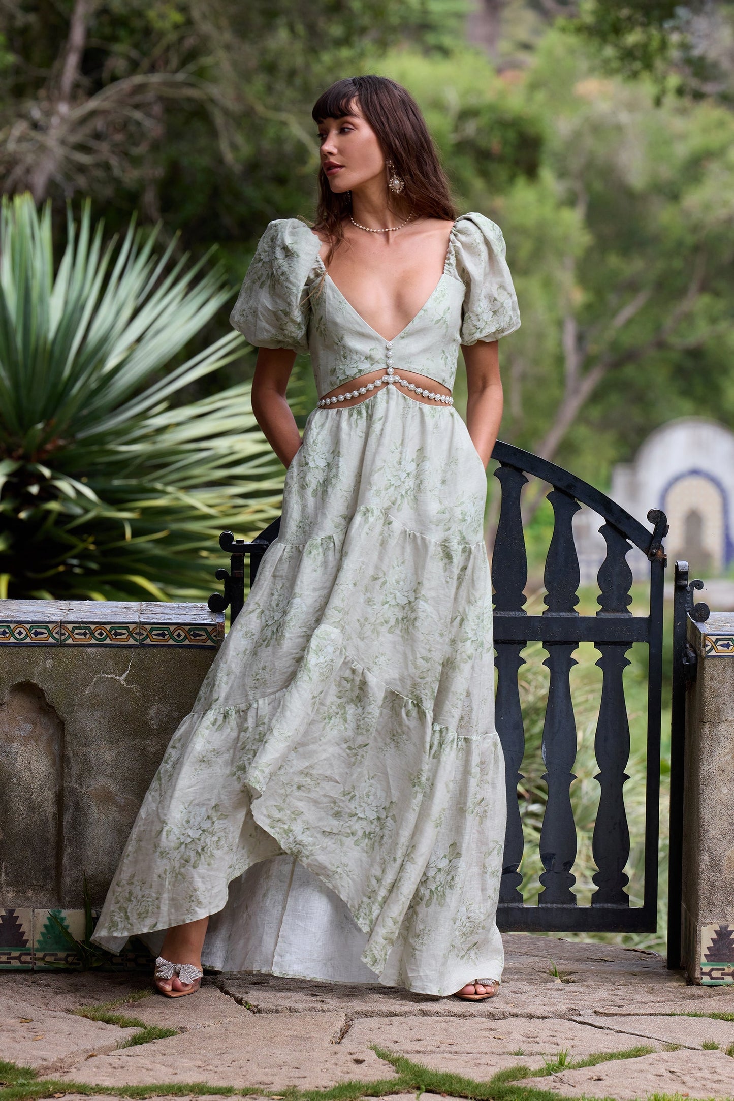 The Emma Dress in Sage Tapestry