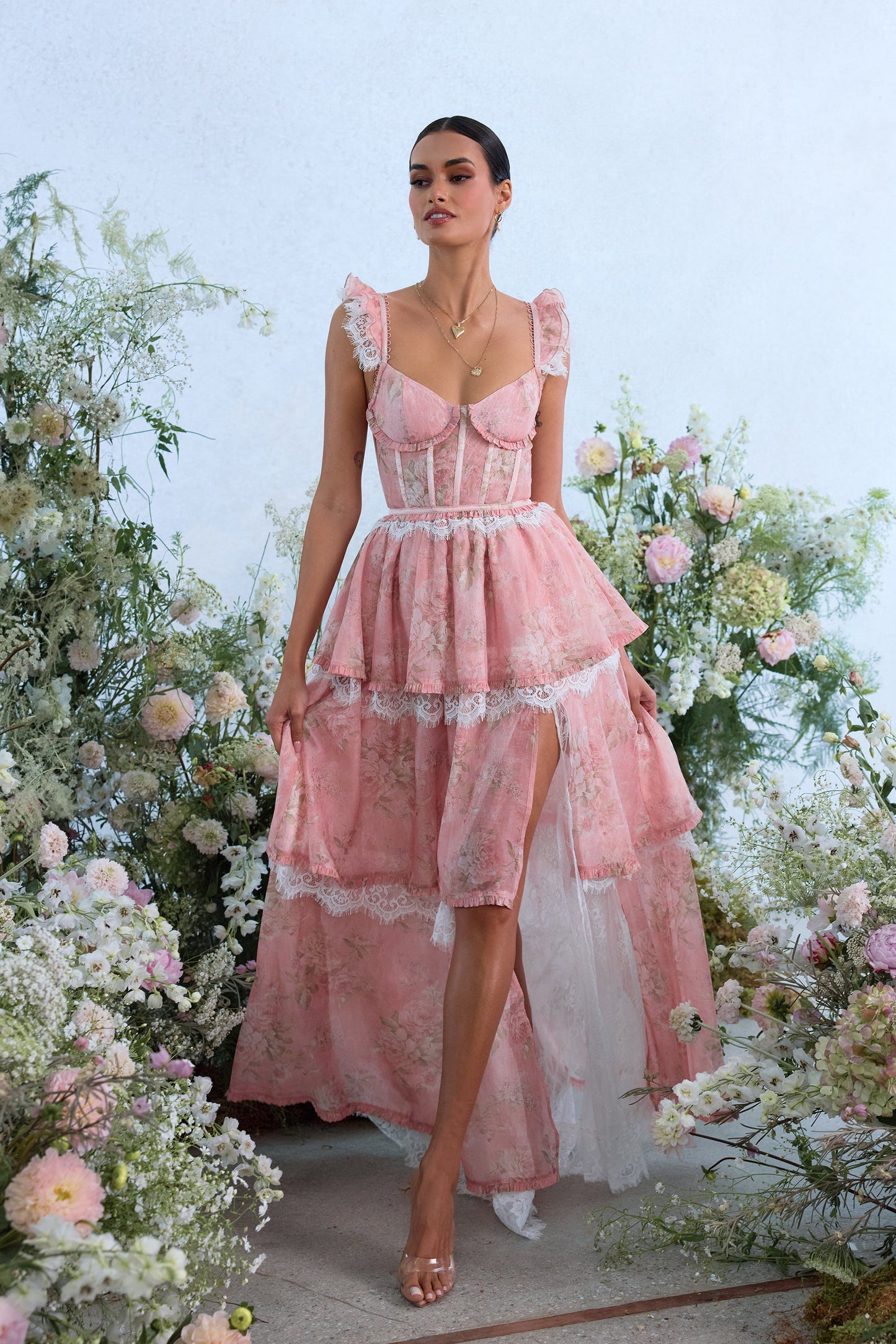 The Jolie Dress in Light Pink Tapestry Rose