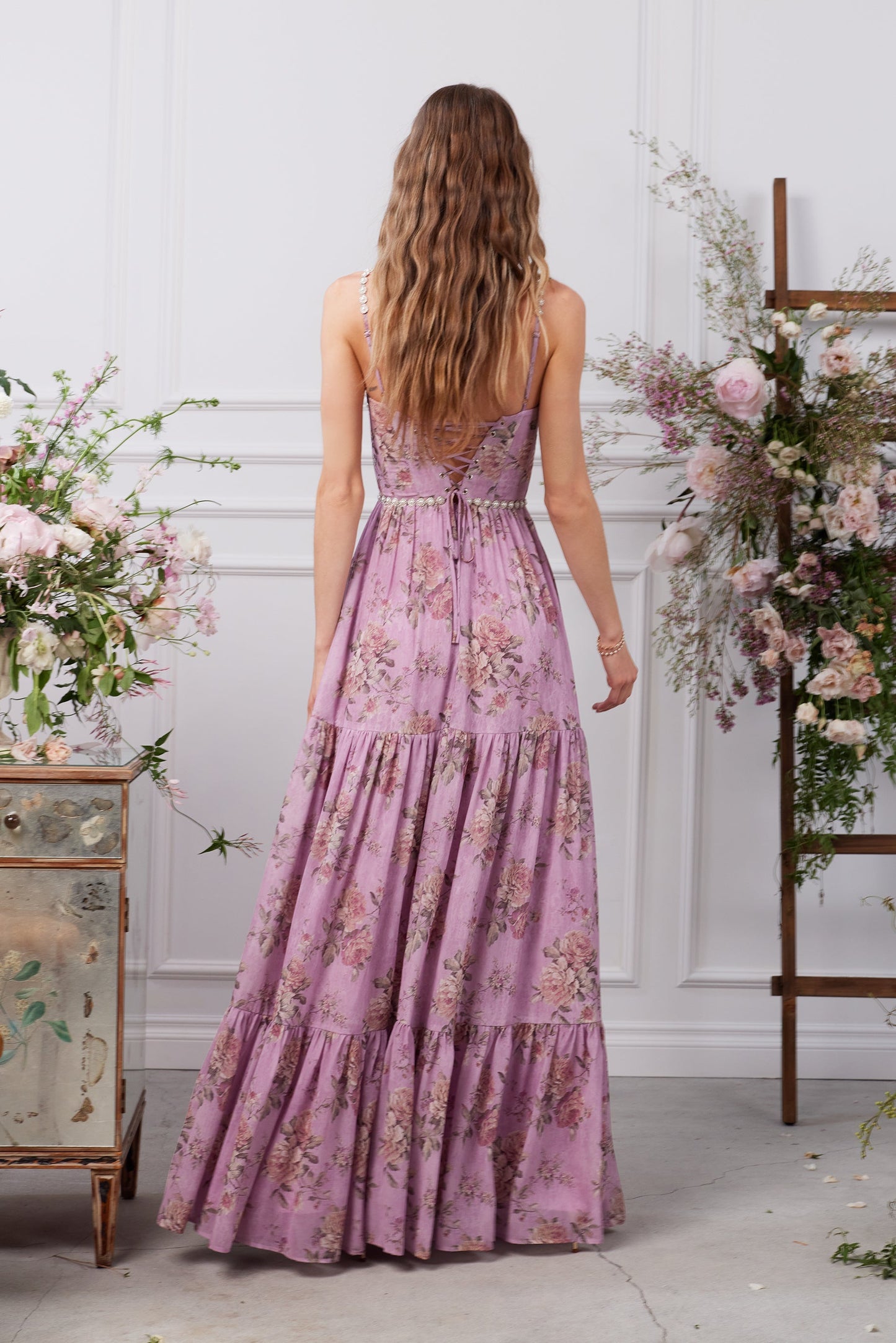 The Gwen Dress in Lilac Tapestry Rose