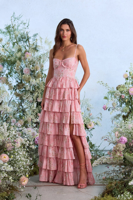 The Josephine Dress in Light Pink Tapestry Rose