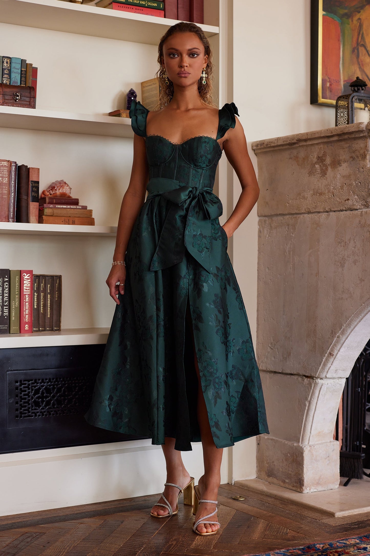 The Vera Dress in Emerald Baroque Floral