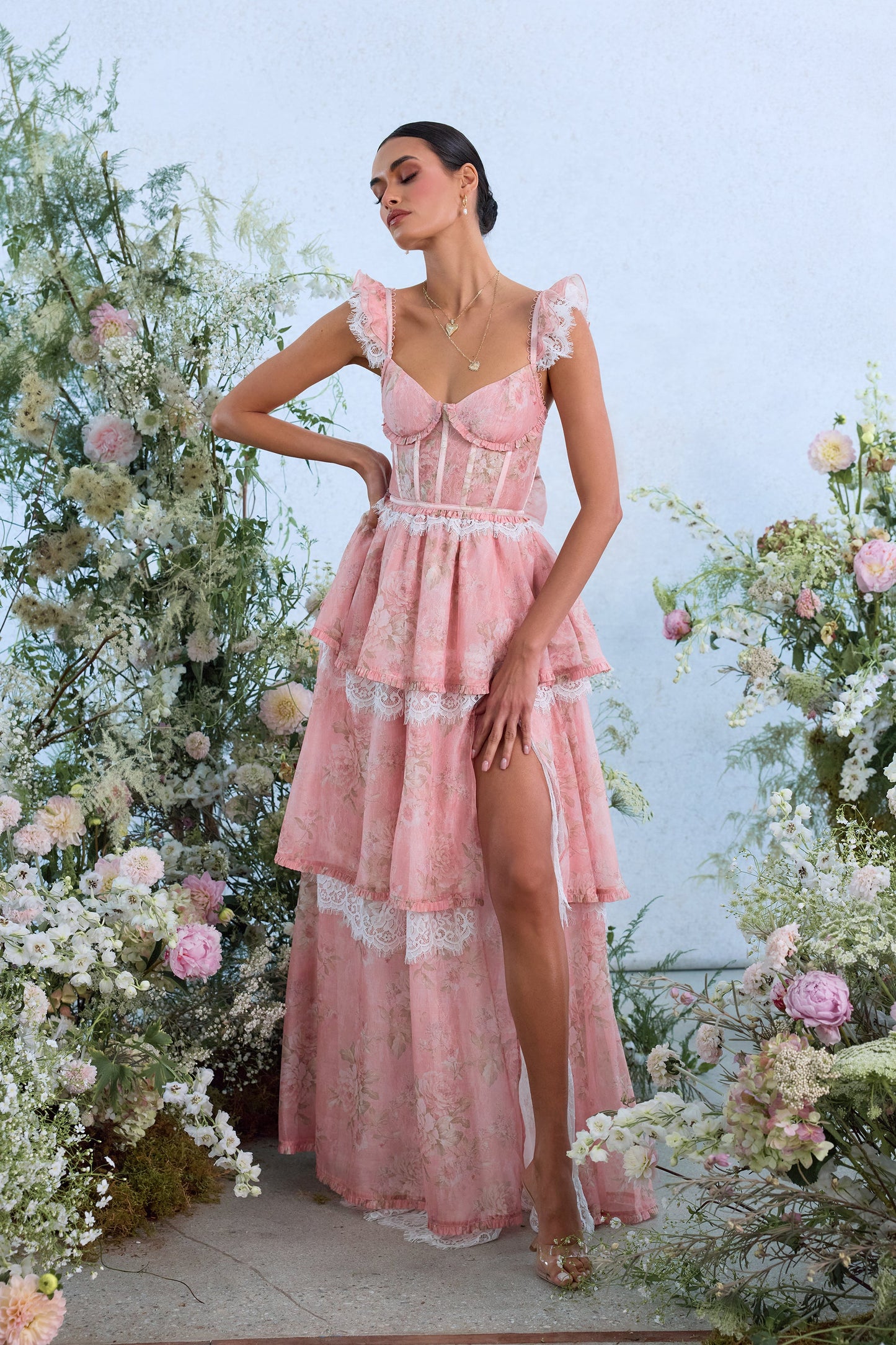 The Jolie Dress in Light Pink Tapestry Rose