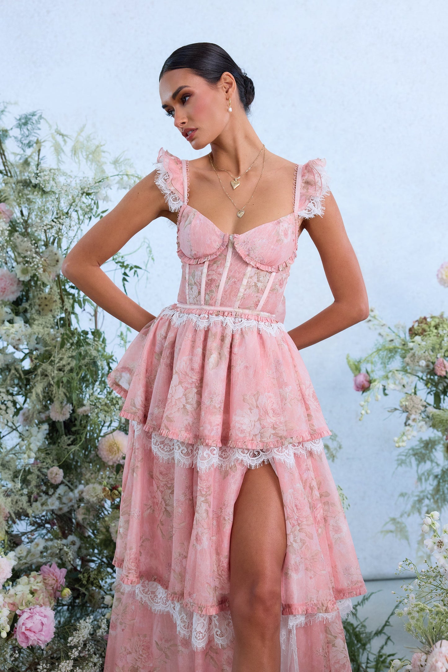 The Jolie Dress in Light Pink Tapestry Rose