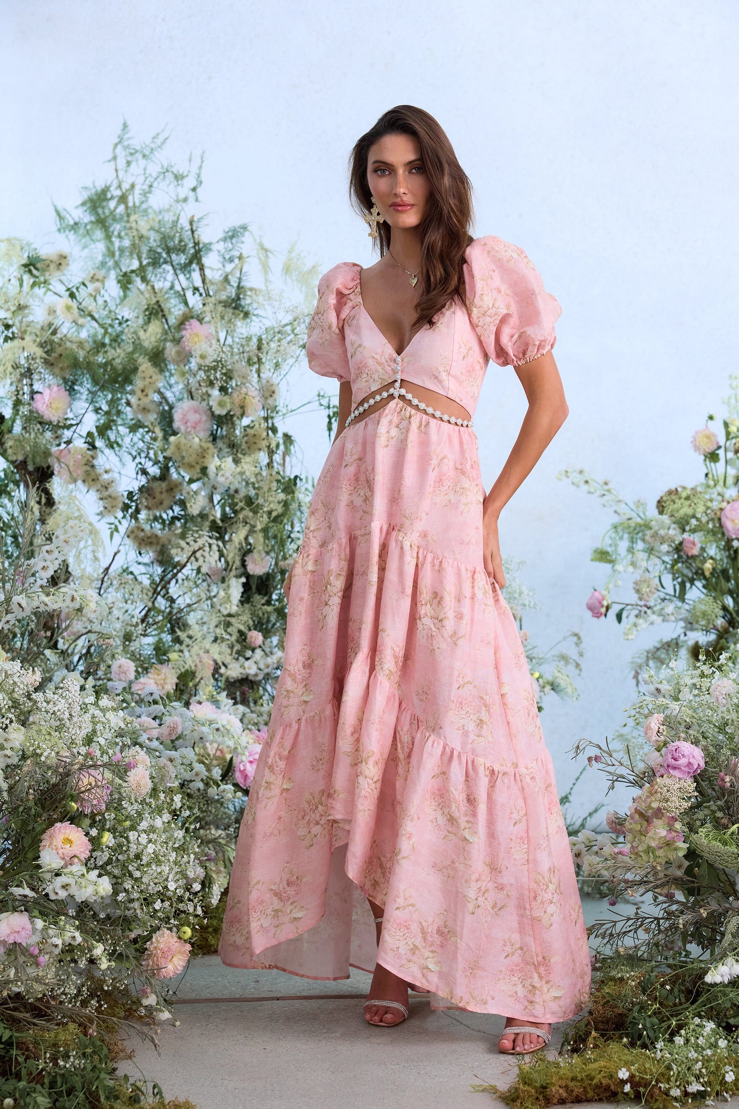 The Emma Dress in Light Pink Tapestry Rose