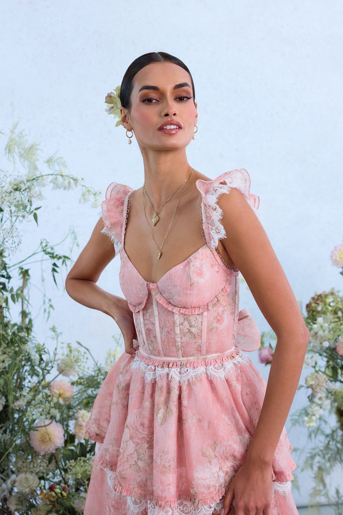 The Jolie Dress in Light Pink Tapestry Rose