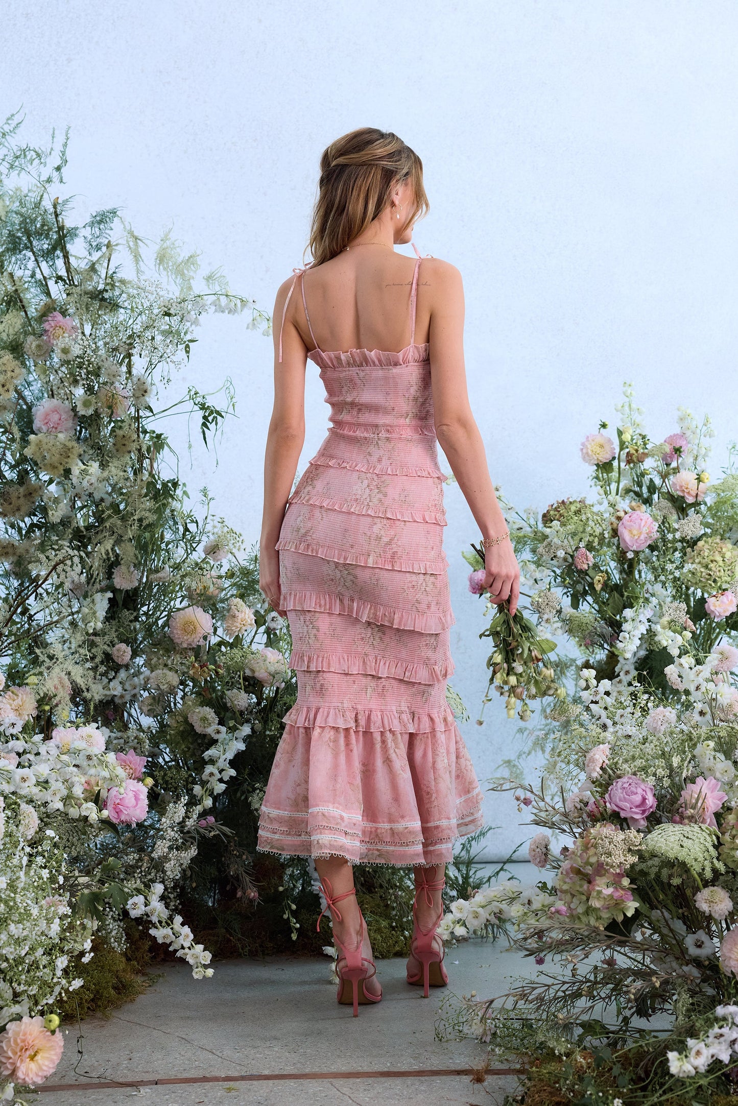 The Geranium Dress in Light Pink Tapestry Rose