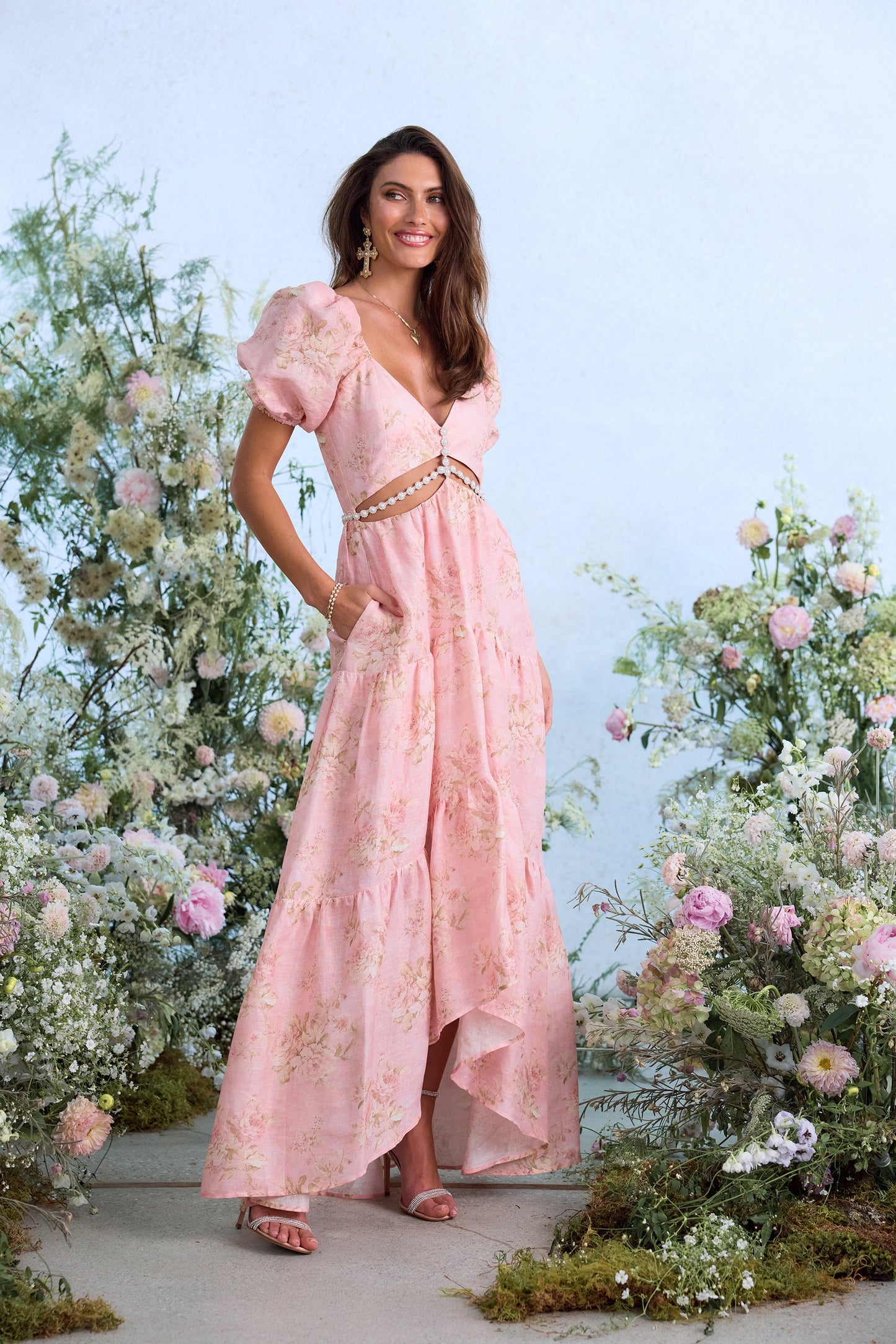 The Emma Dress in Light Pink Tapestry Rose