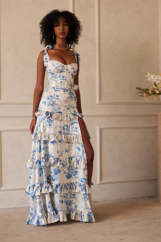 The Lisianthus Dress in Provencal Blue Floral