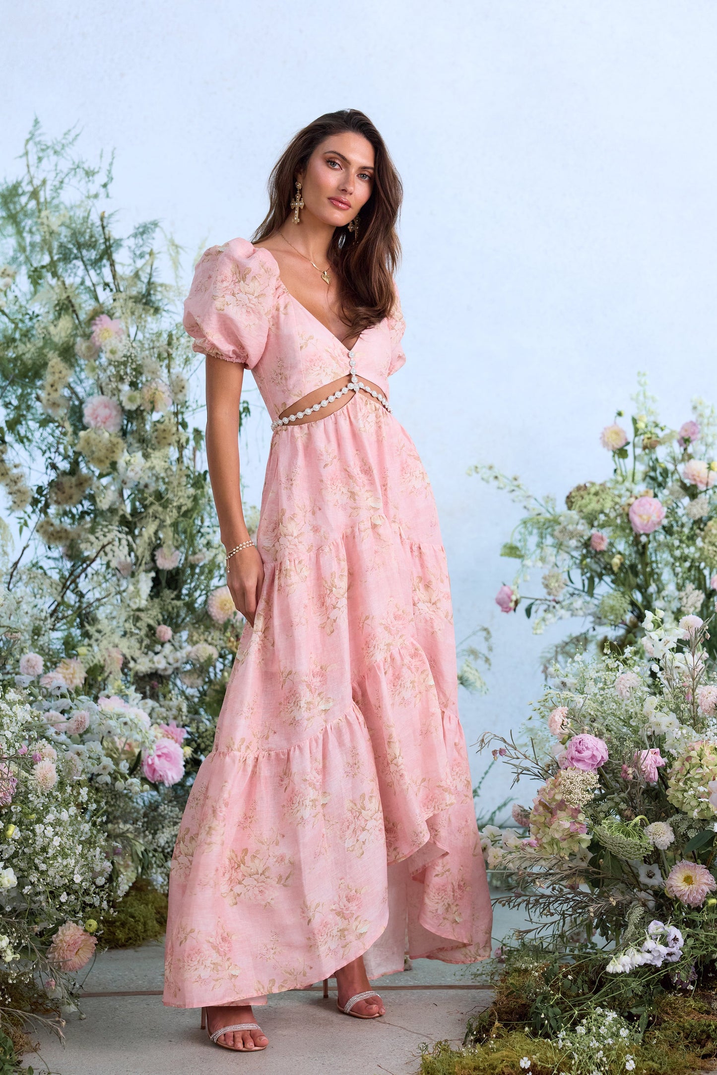 The Emma Dress in Light Pink Tapestry Rose