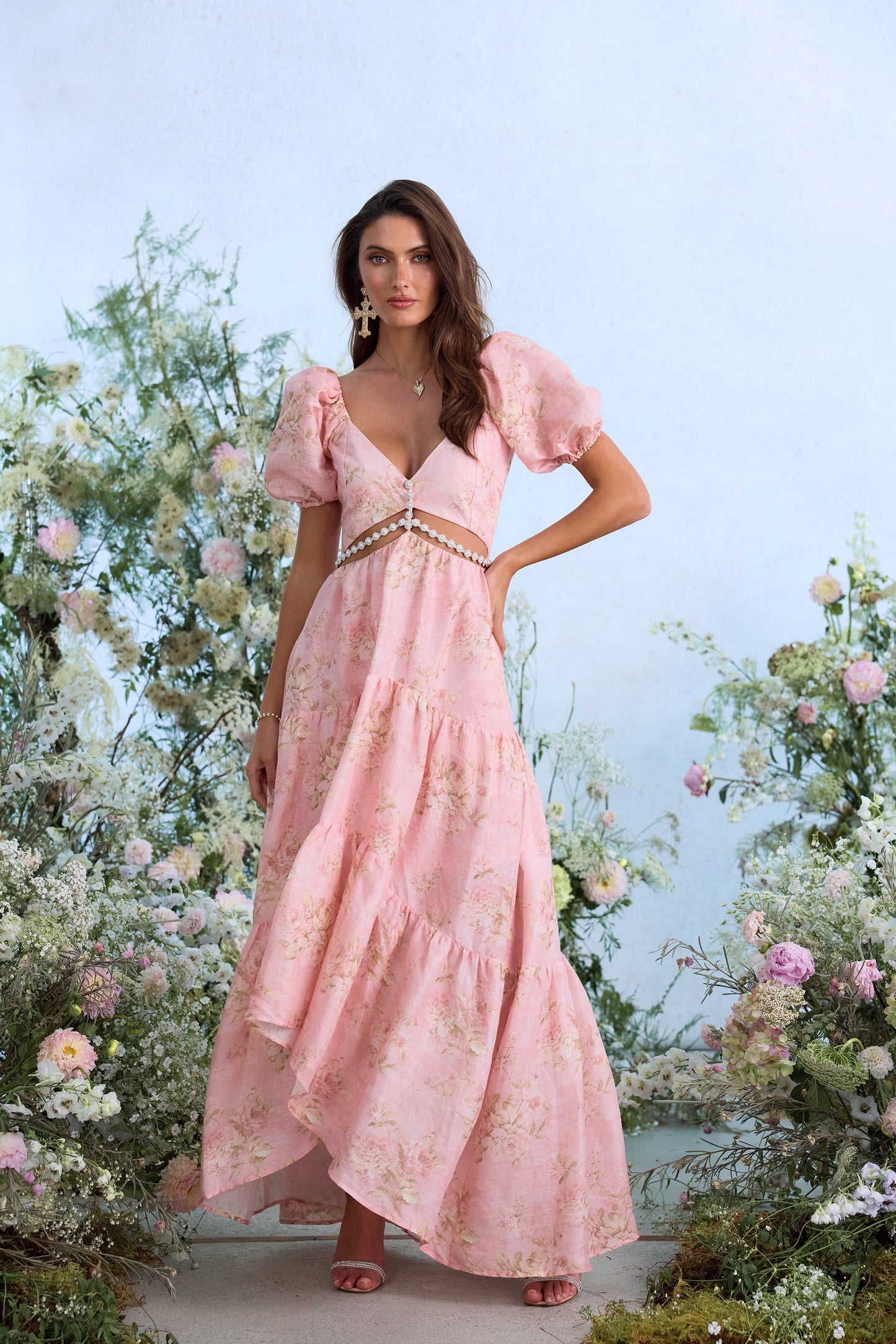 The Emma Dress in Light Pink Tapestry Rose