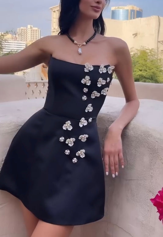 Tube Top Floral Waist-Tight Dress