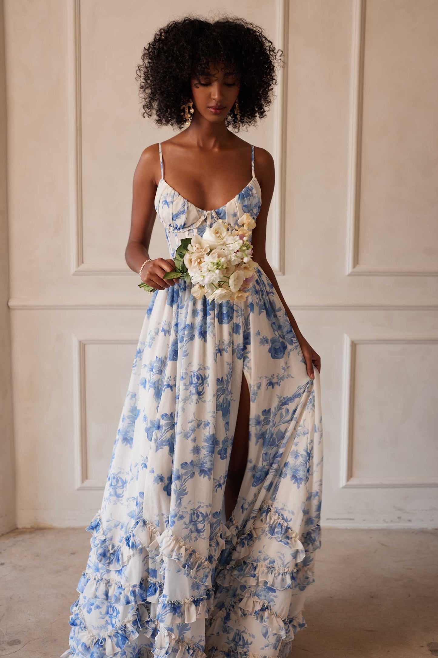 The Carmen Dress in Provencal Blue Floral