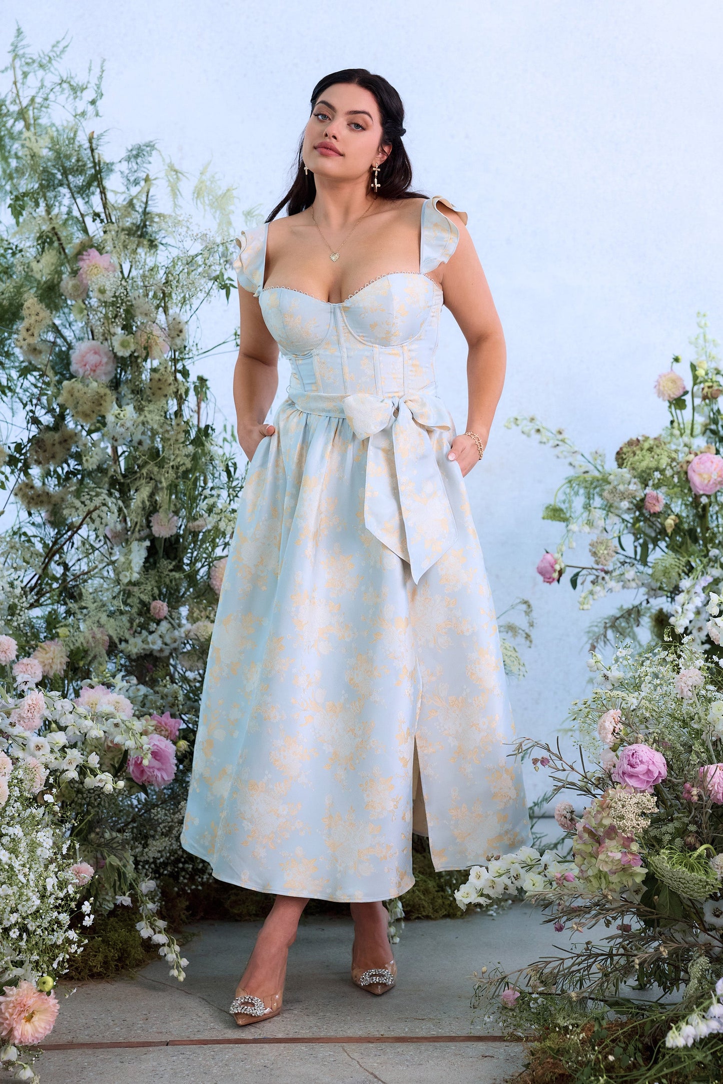 The Vera Dress in Sky Windsor Brocade