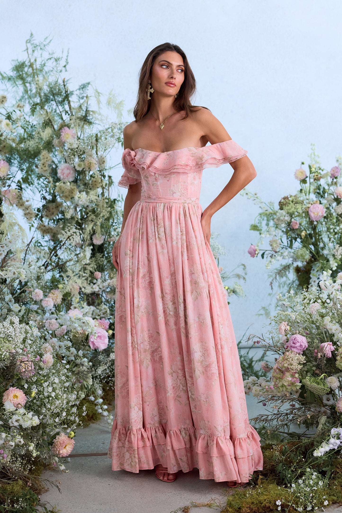 The Rosetta Dress in Light Pink Tapestry Rose