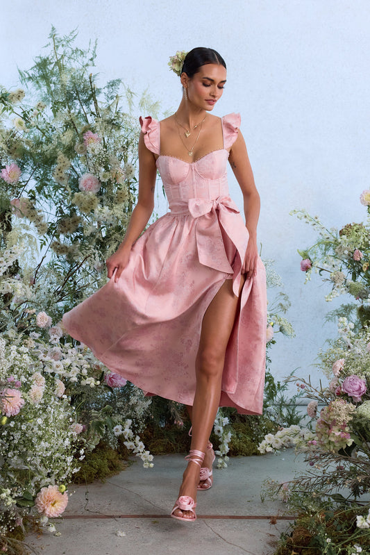 The Vera Dress in Light Pink Windsor Brocade