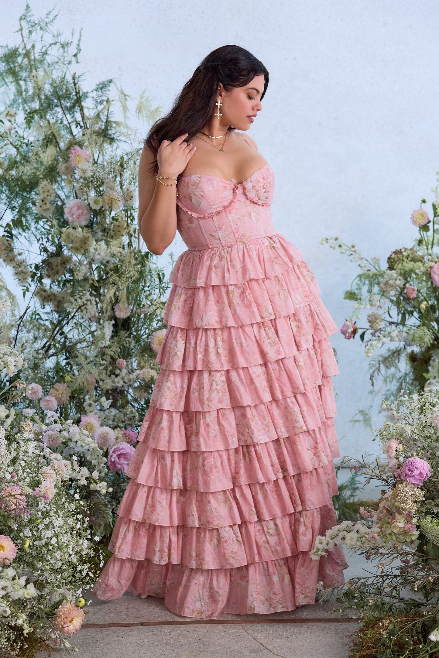 The Josephine Dress in Light Pink Tapestry Rose