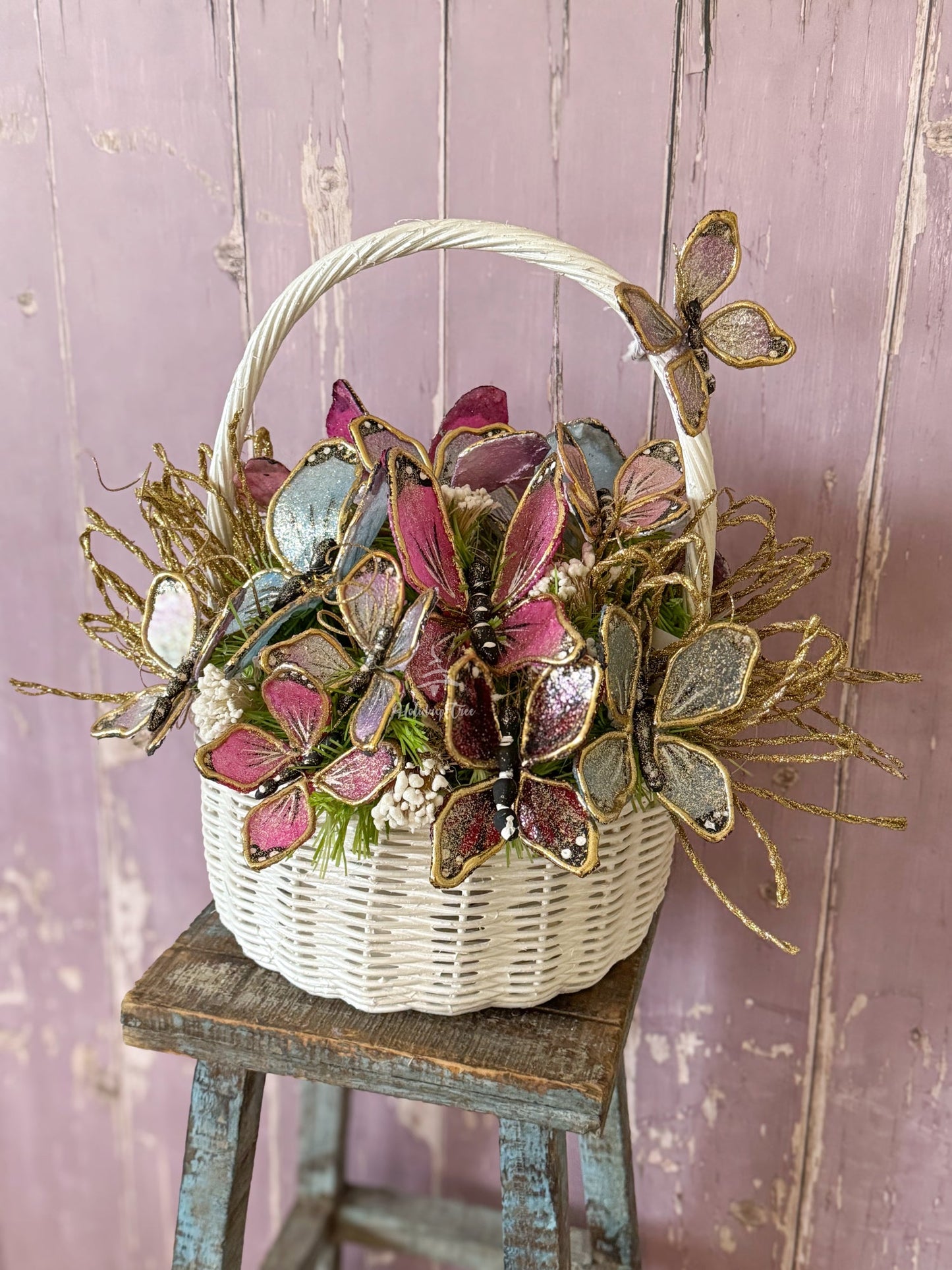 Capiz Butterfly Basket Arrangement