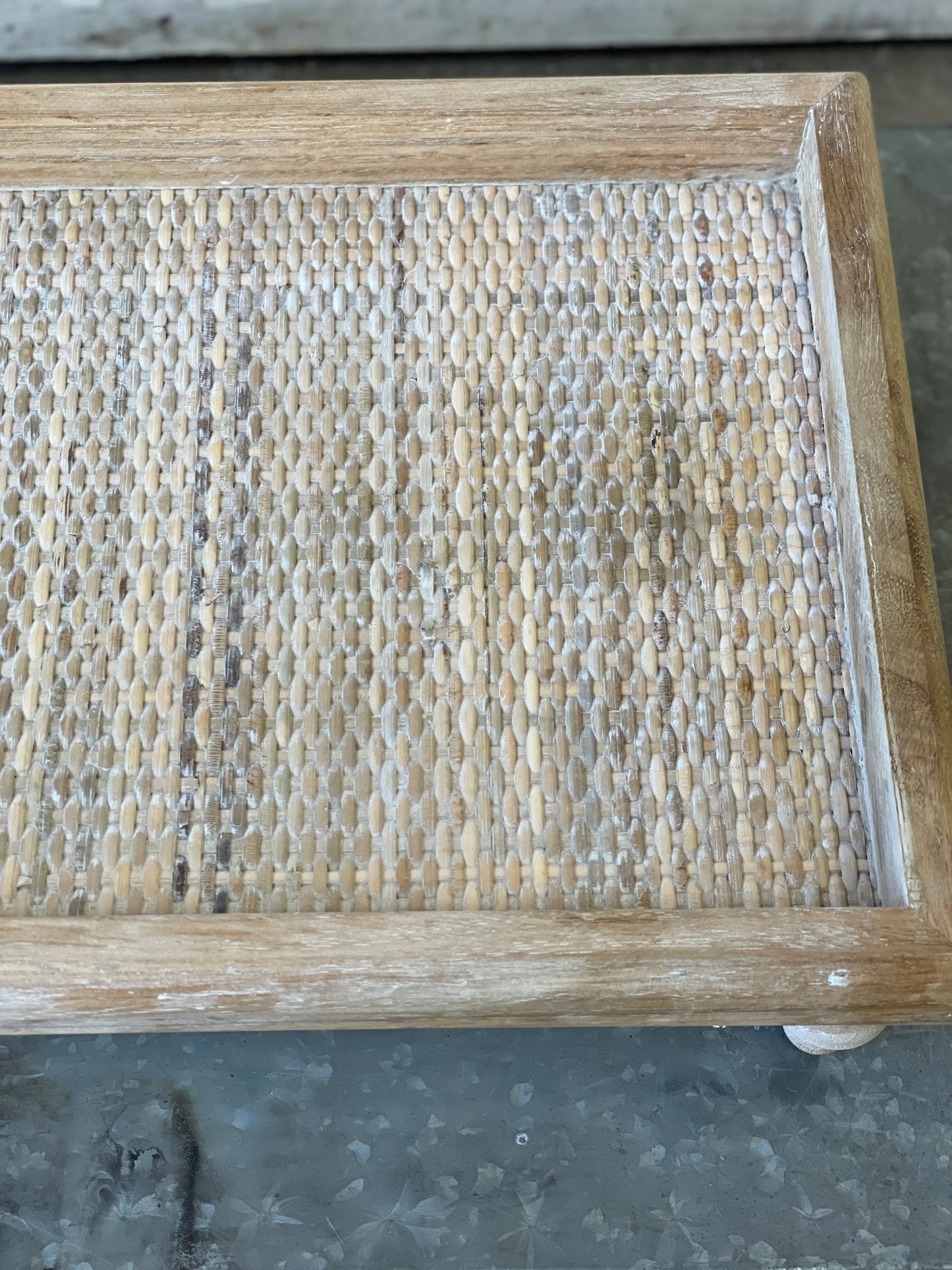 Rattan Weave Tray Stand Riser Set