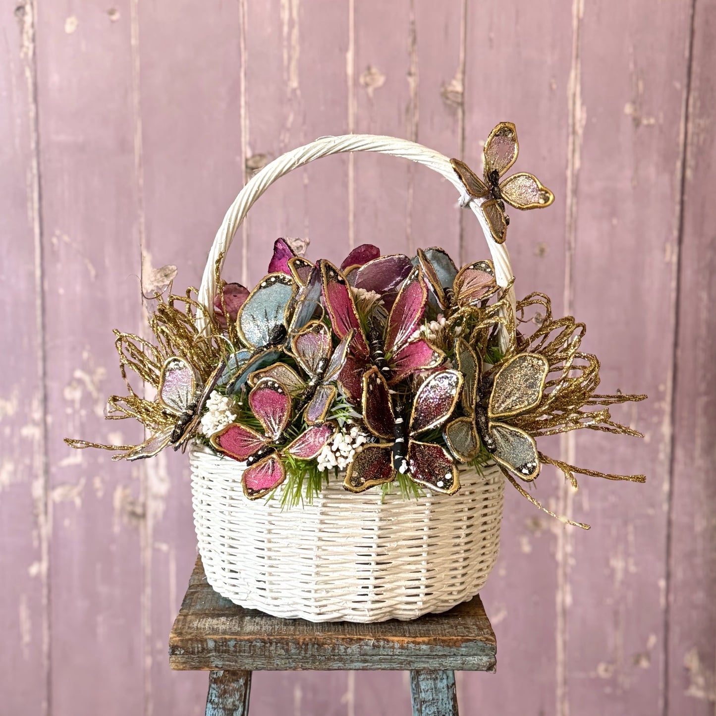 Capiz Butterfly Basket Arrangement