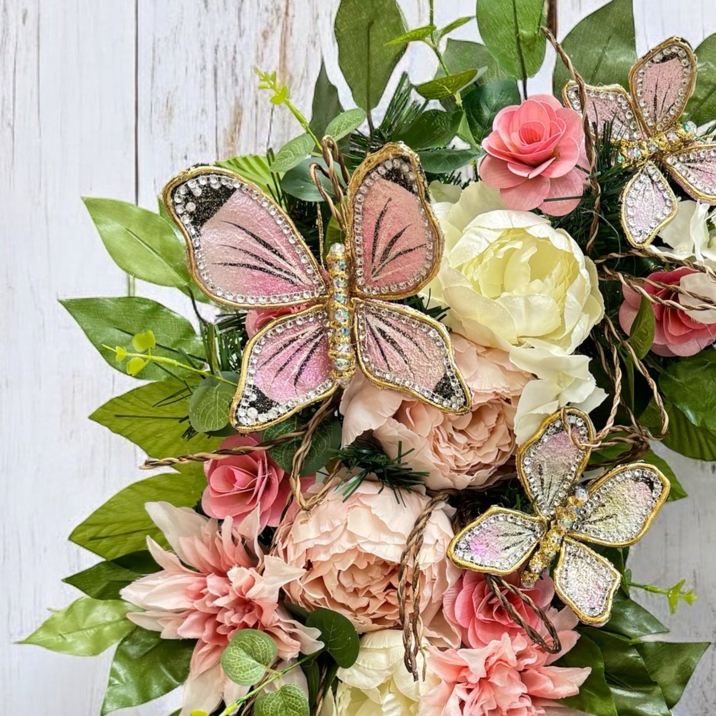 Blushing Butterfly Meadow Wreath 23"