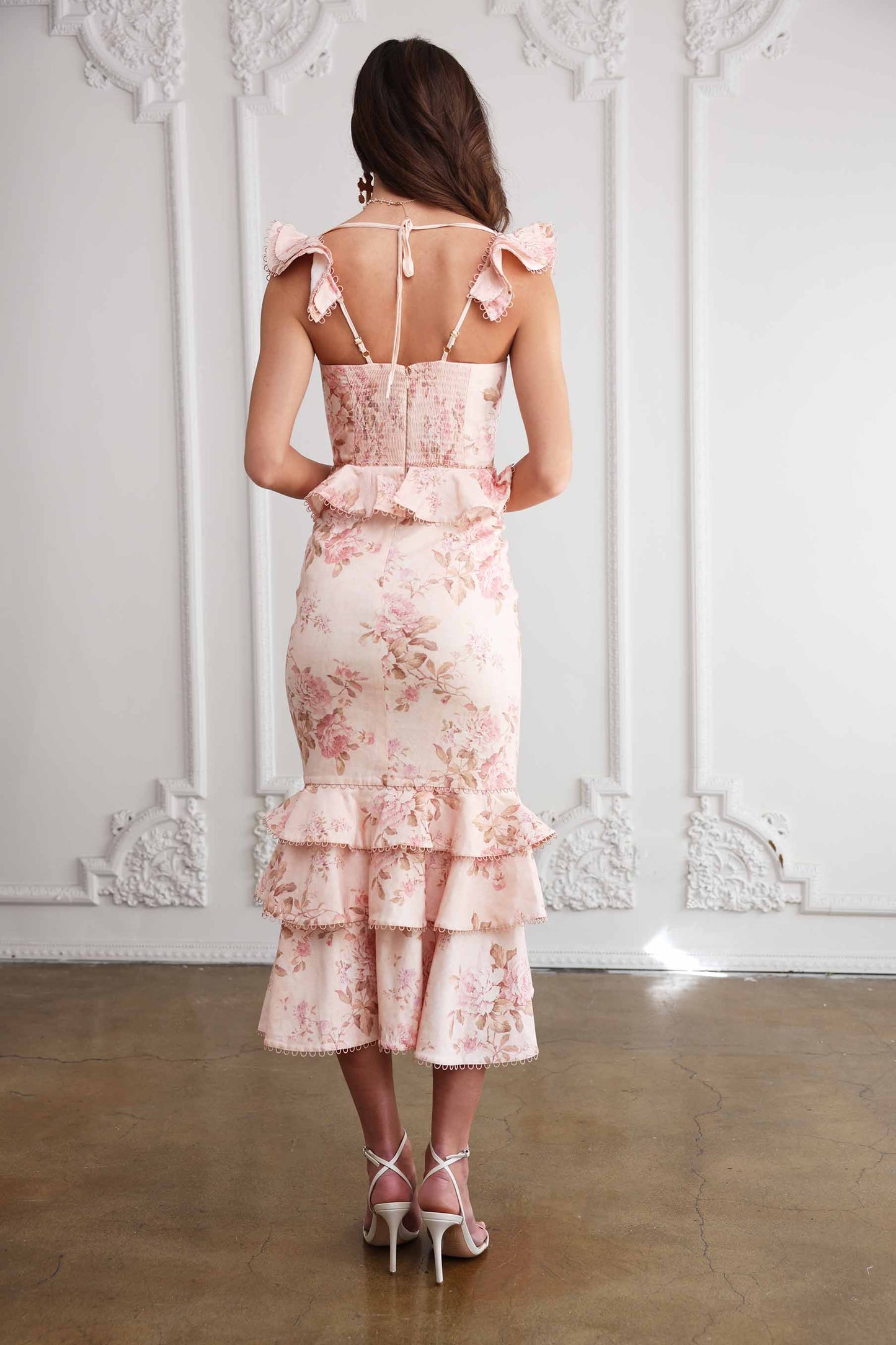 The Violet Dress in Peach Tapestry