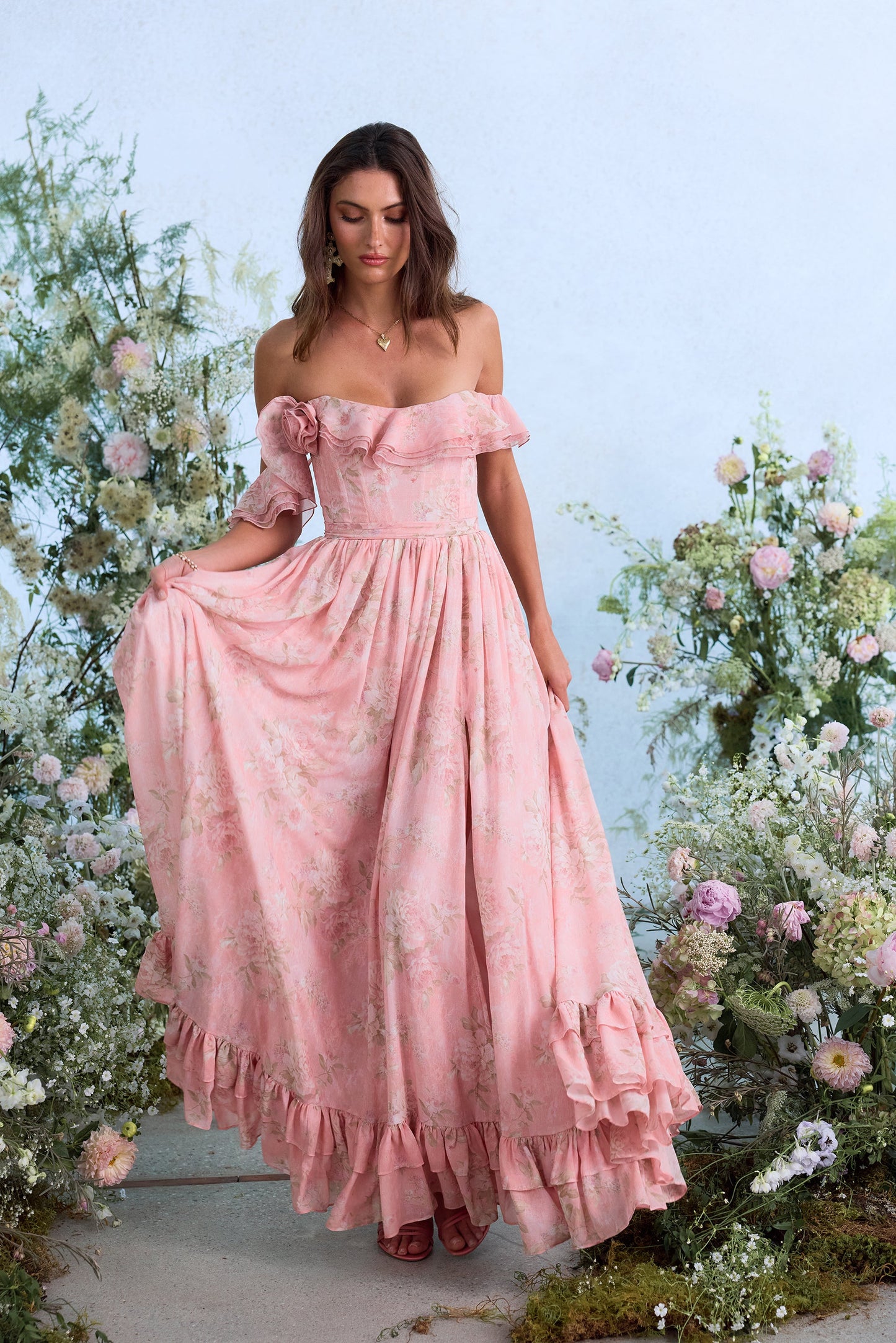 The Rosetta Dress in Light Pink Tapestry Rose