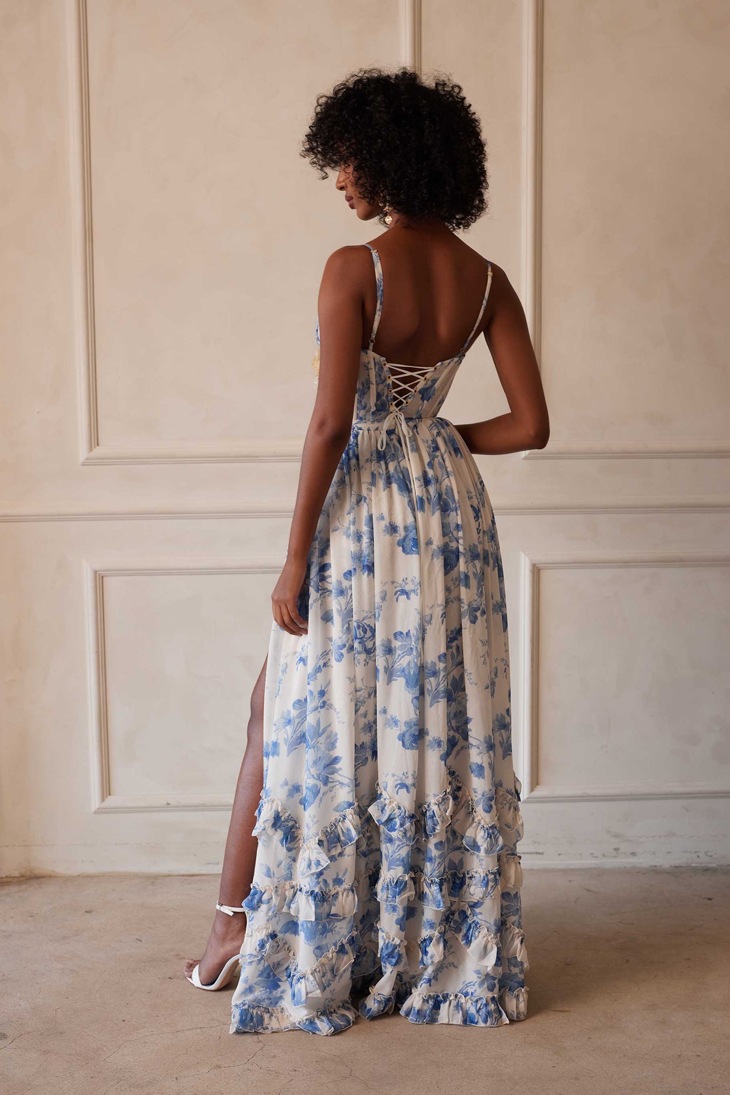 The Carmen Dress in Provencal Blue Floral