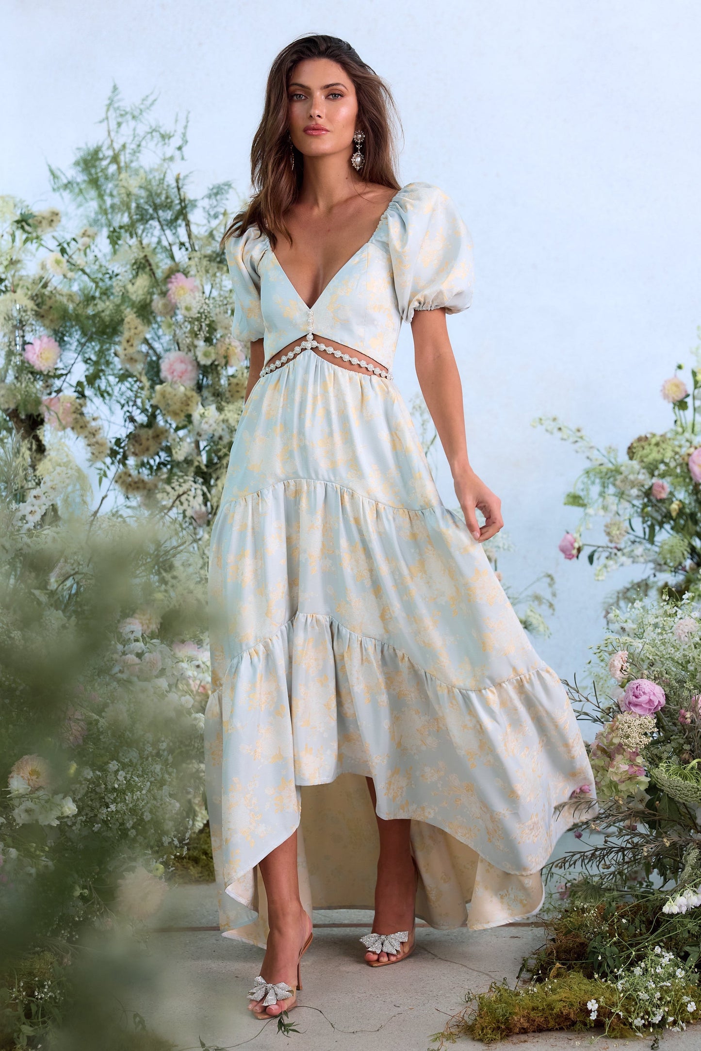 The Emma Dress in Sky Windsor Brocade