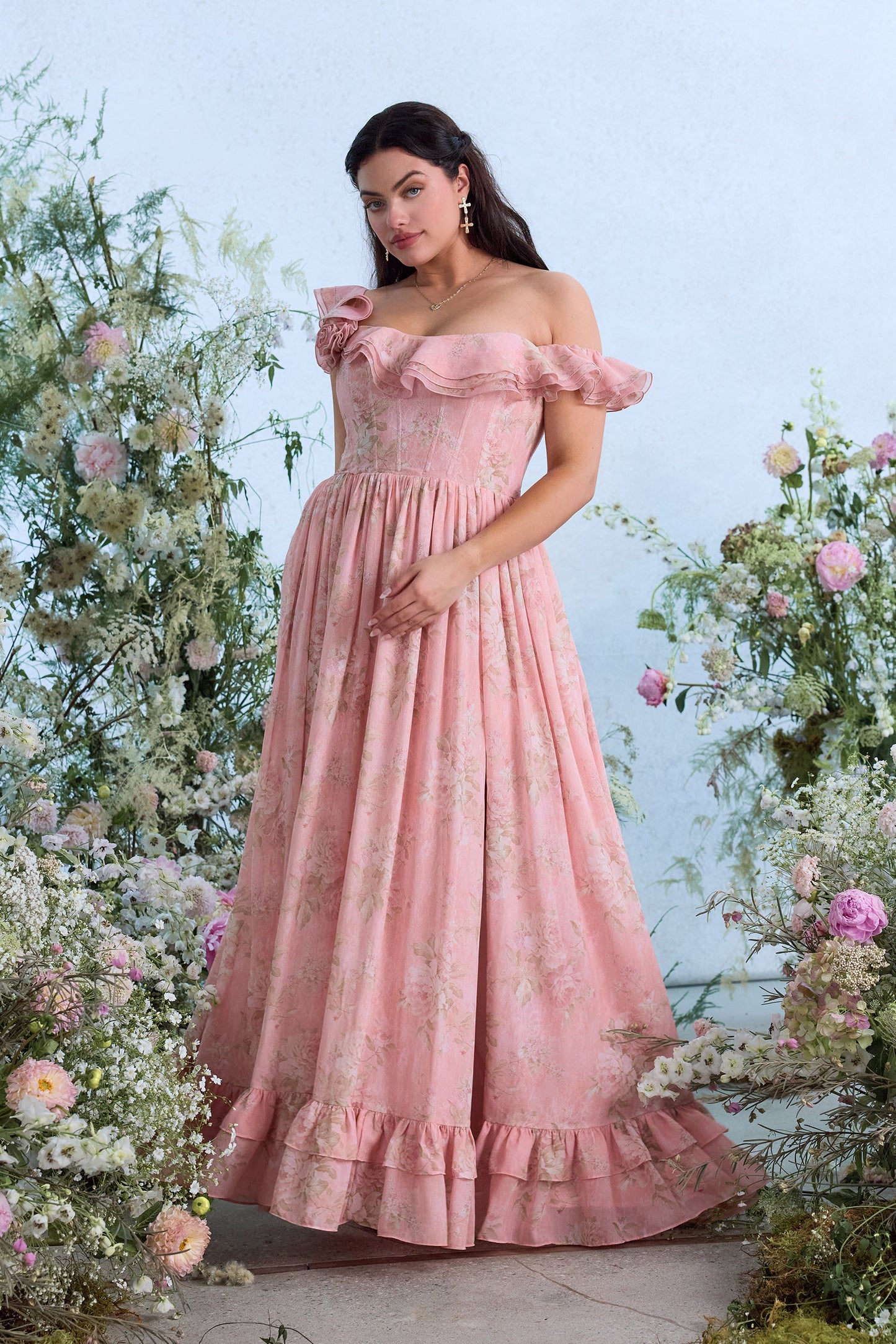 The Rosetta Dress in Light Pink Tapestry Rose