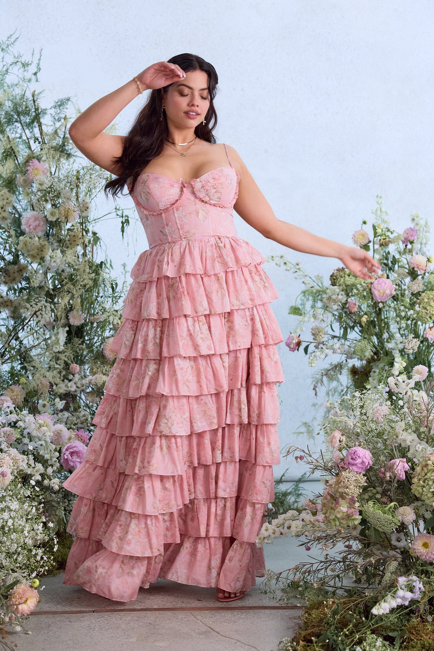 The Josephine Dress in Light Pink Tapestry Rose